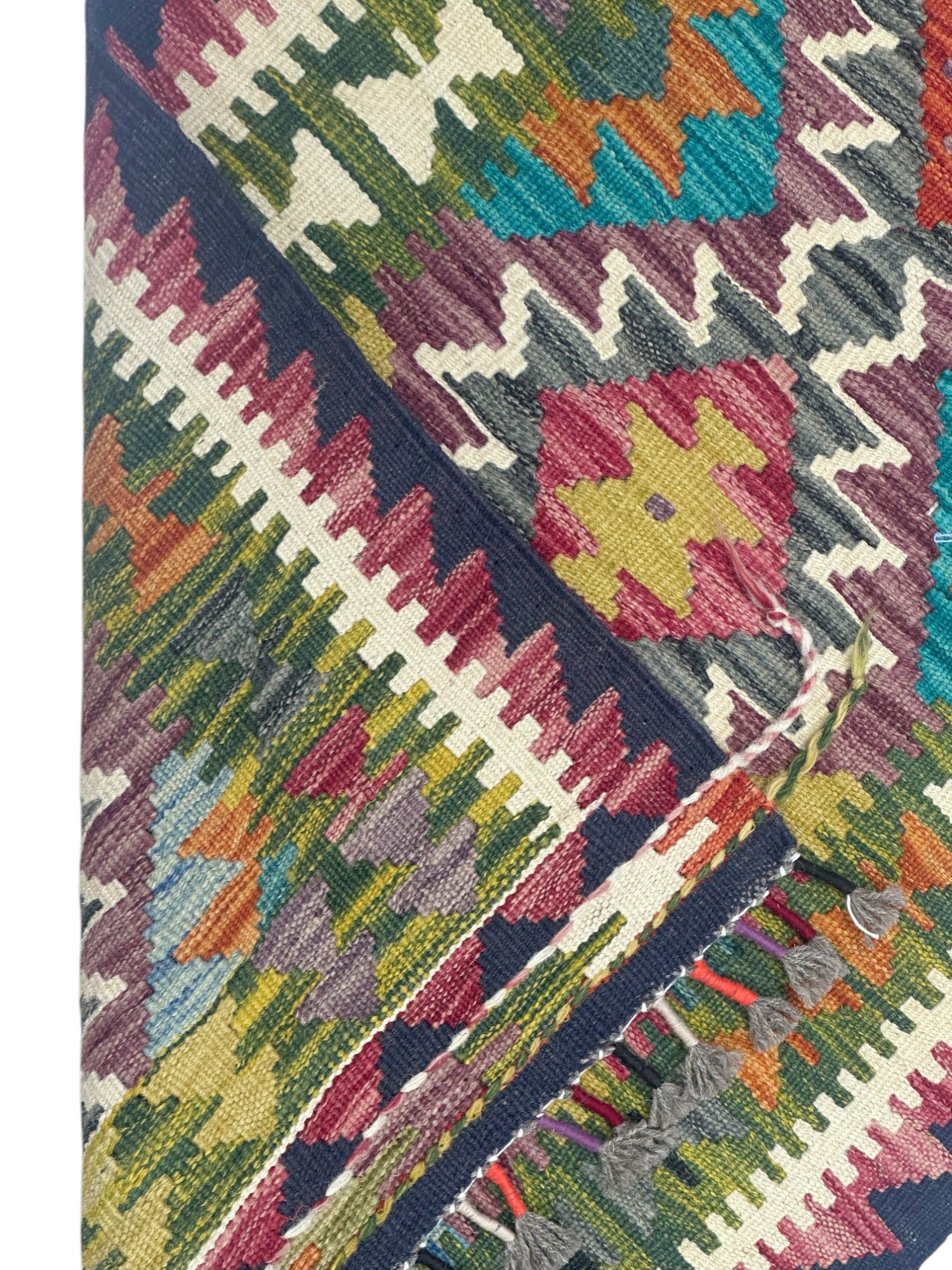 Hand-Woven Afghani Kilim Wool Rug 2'1" x 6'9"