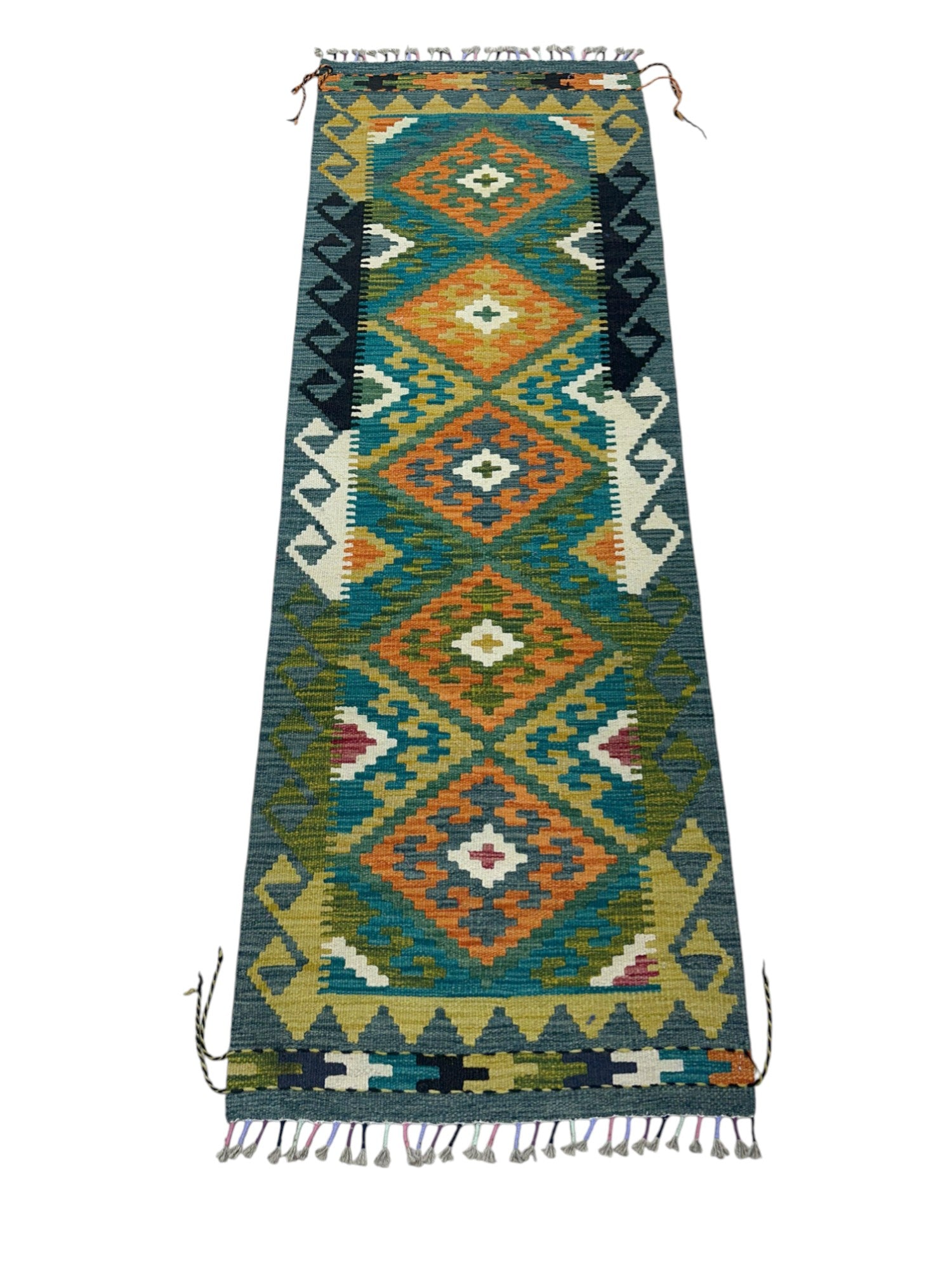 Hand-Woven Afghani Kilim Wool Rug 2'2" x 6'3"