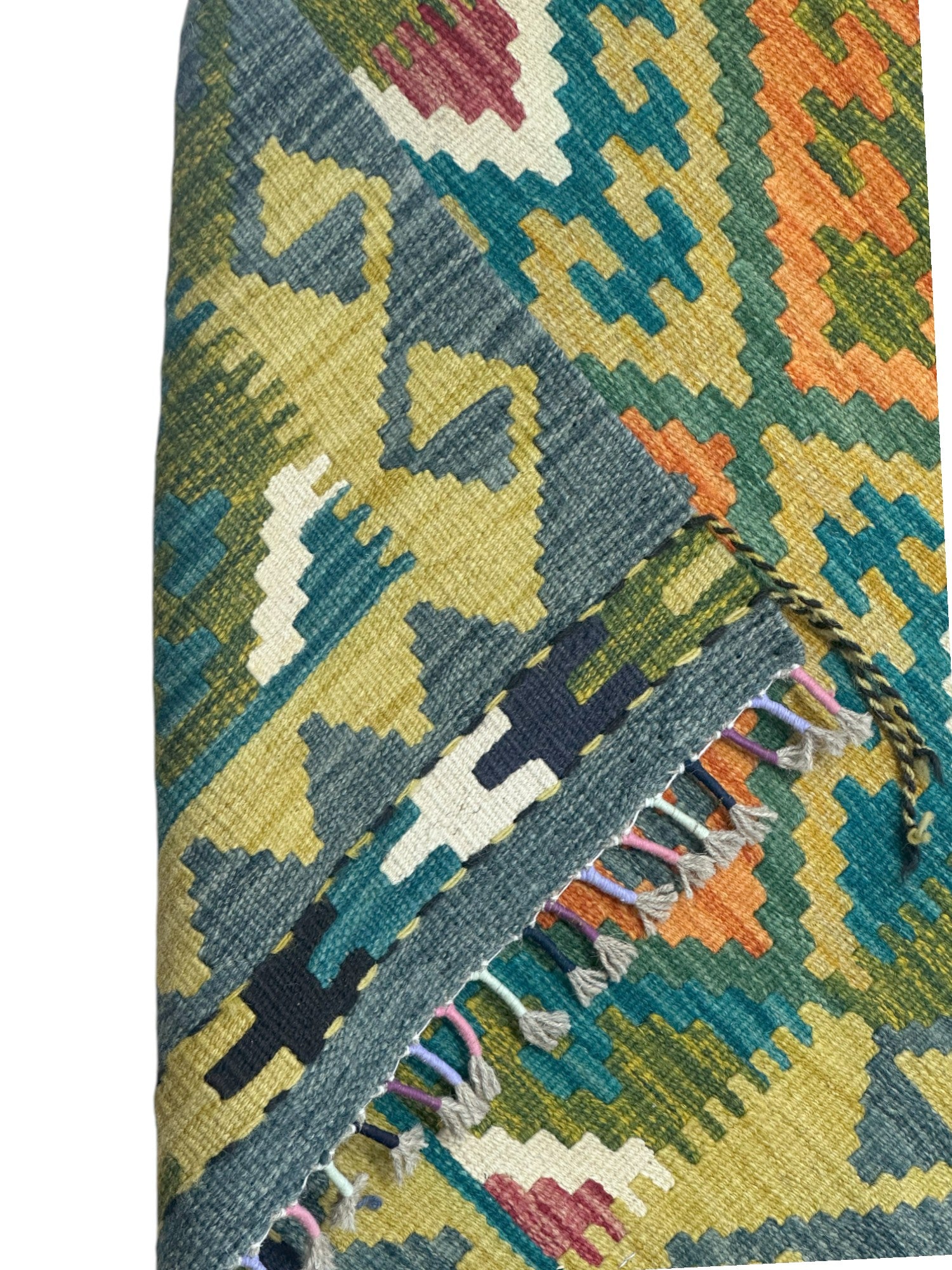 Hand-Woven Afghani Kilim Wool Rug 2'2" x 6'3"