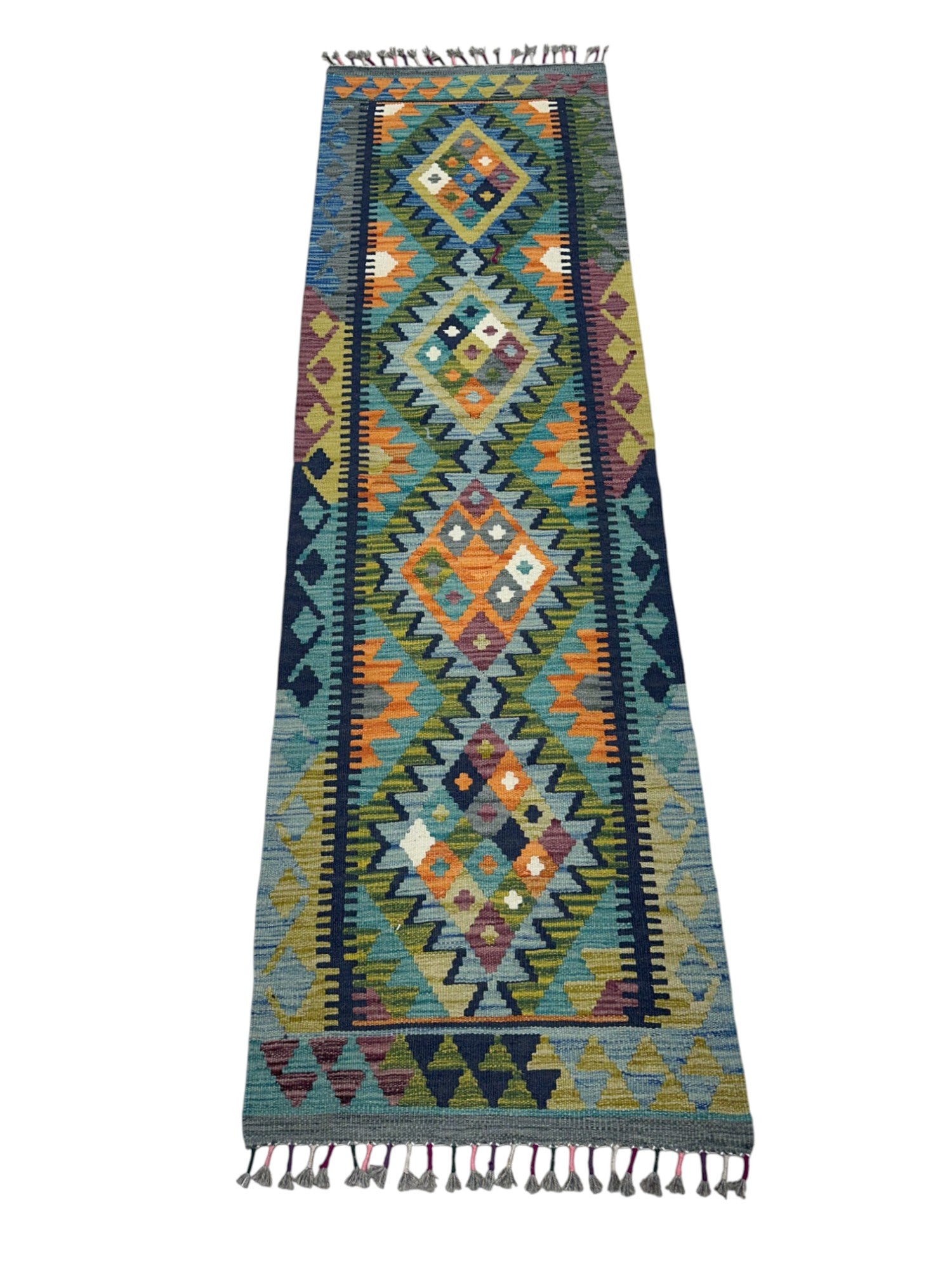 Hand-Woven Afghani Kilim Wool Rug 2' x 6'6"