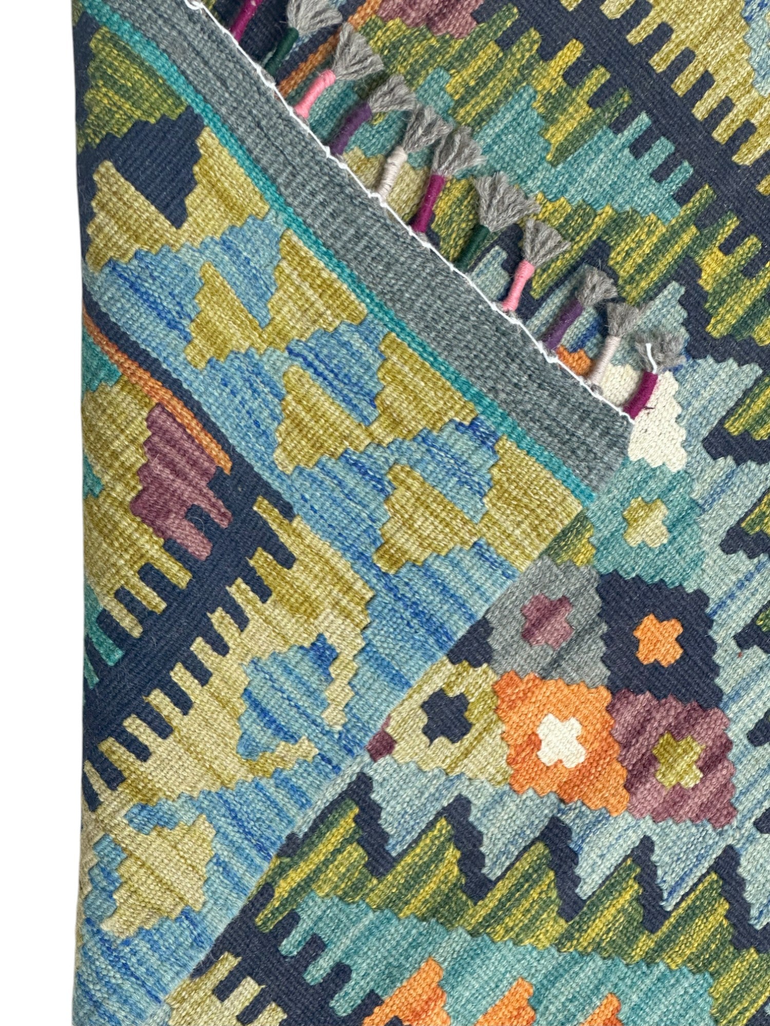 Hand-Woven Afghani Kilim Wool Rug 2' x 6'6"