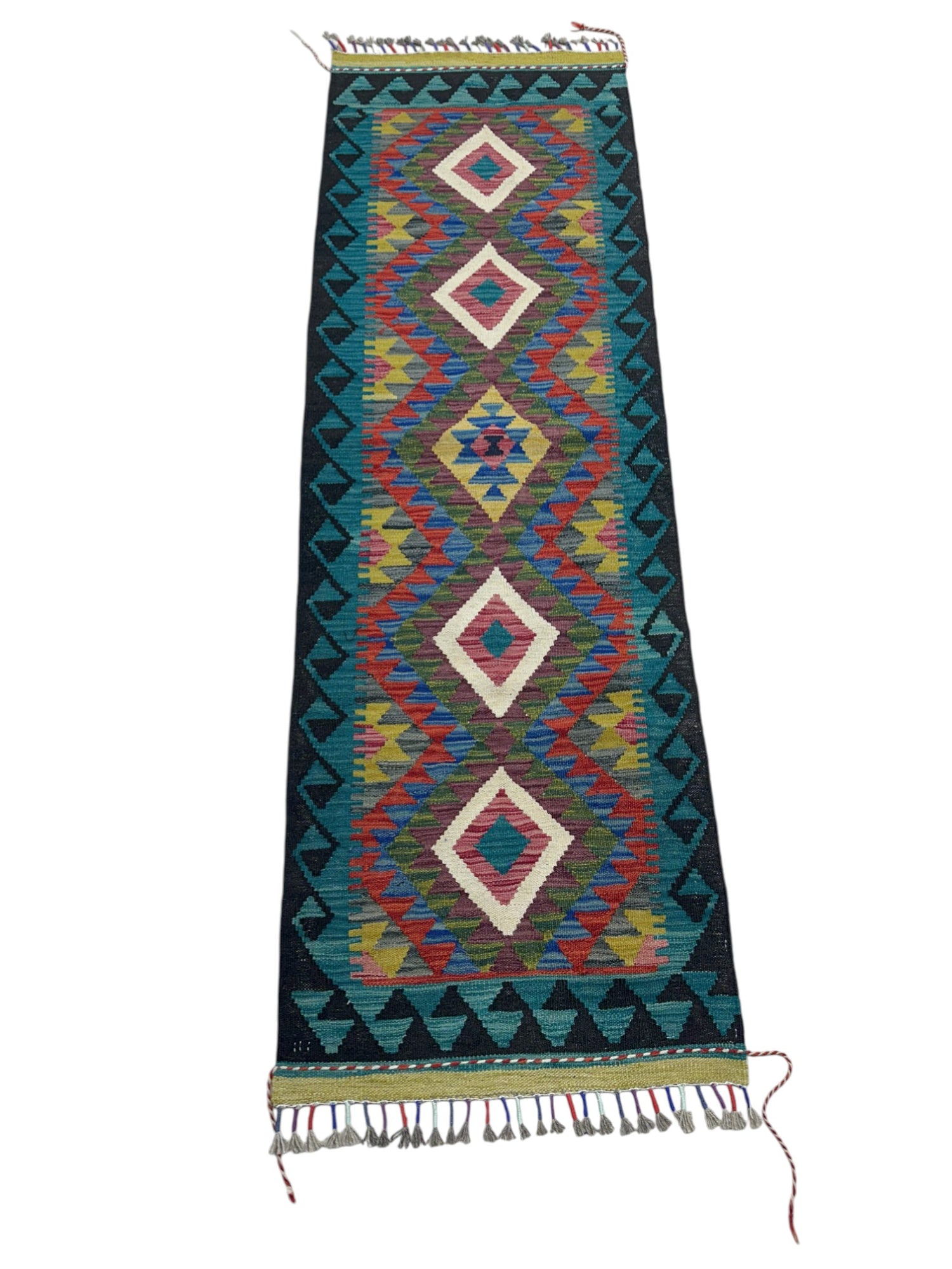 Hand-Woven Afghani Kilim Wool Rug 2' x 6'5"