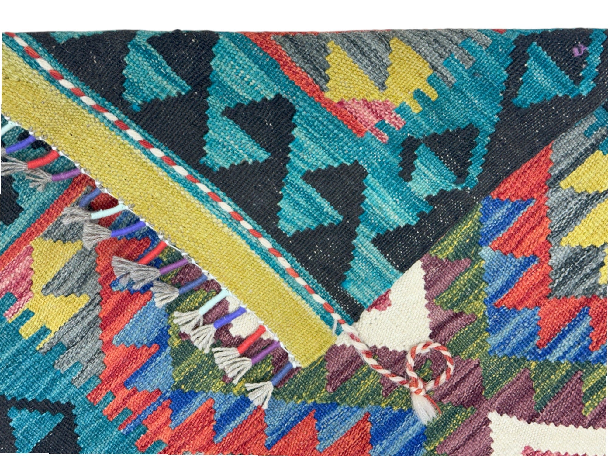 Hand-Woven Afghani Kilim Wool Rug 2' x 6'5"