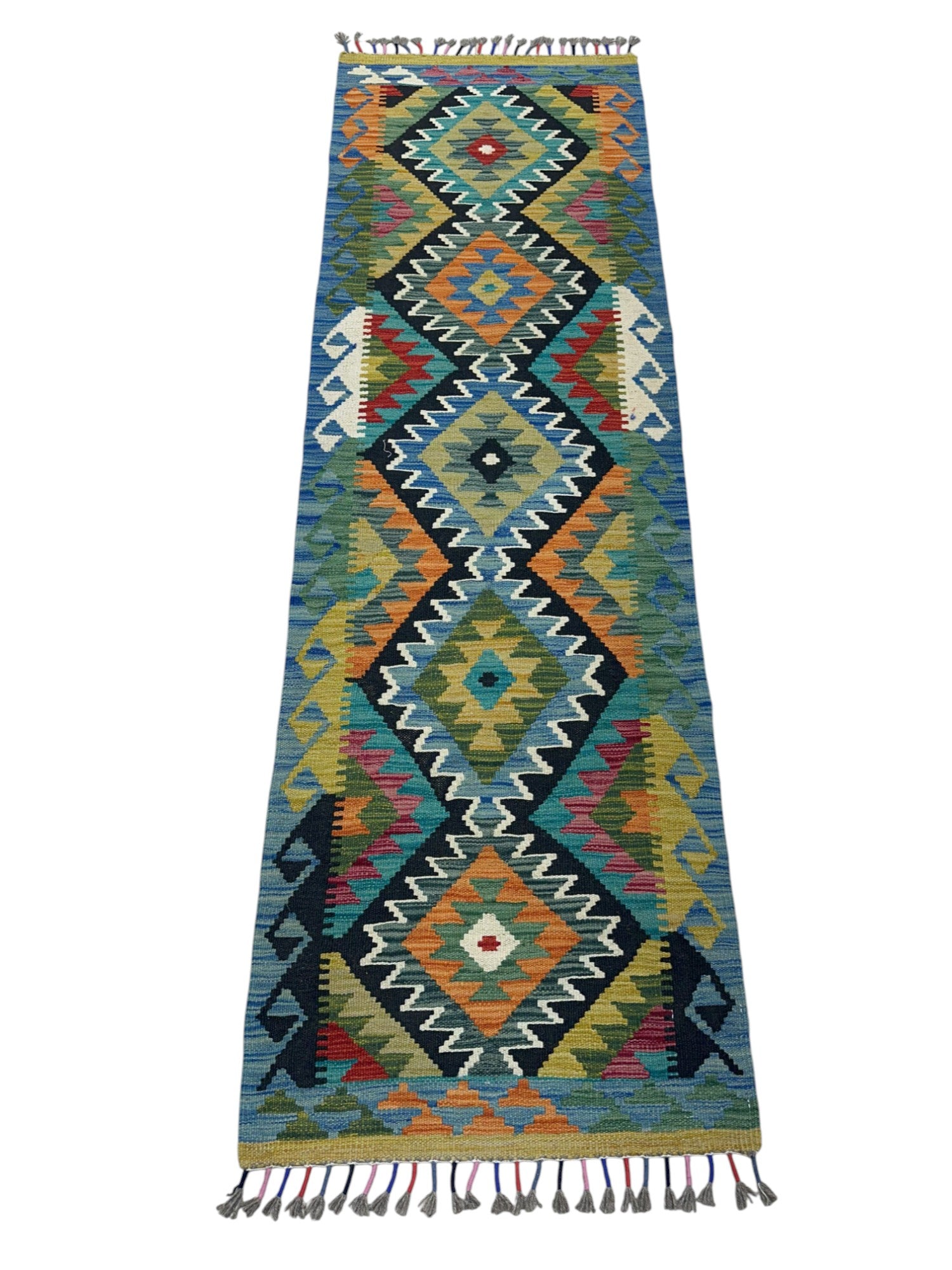 Hand-Woven Afghani Kilim Wool Rug 2' x 6'6"