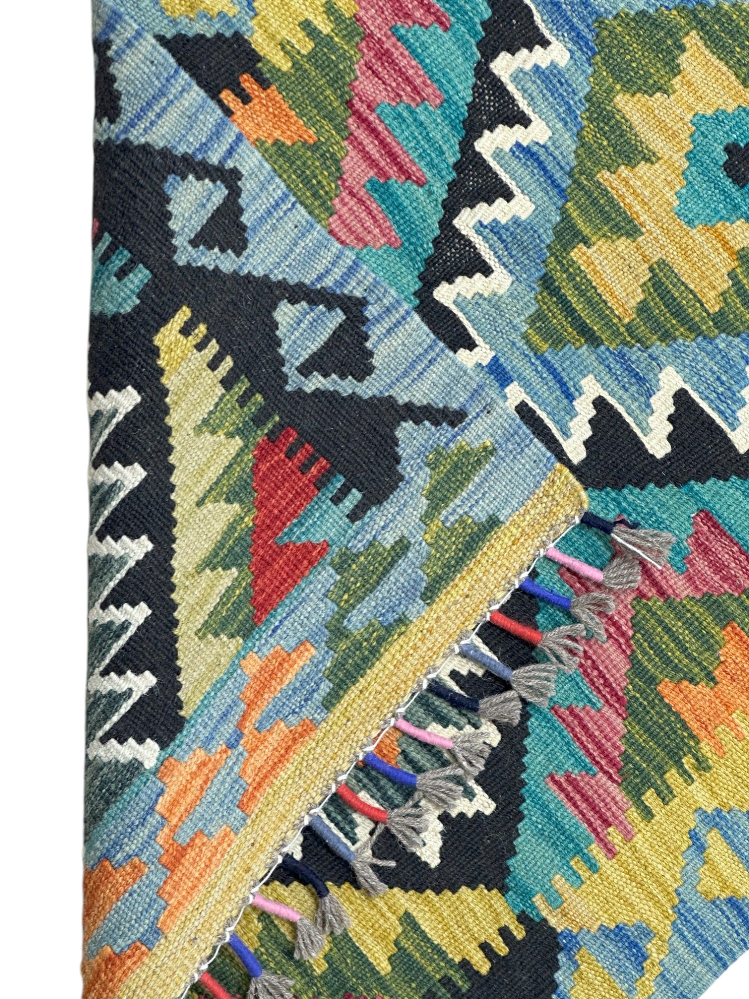 Hand-Woven Afghani Kilim Wool Rug 2' x 6'6"