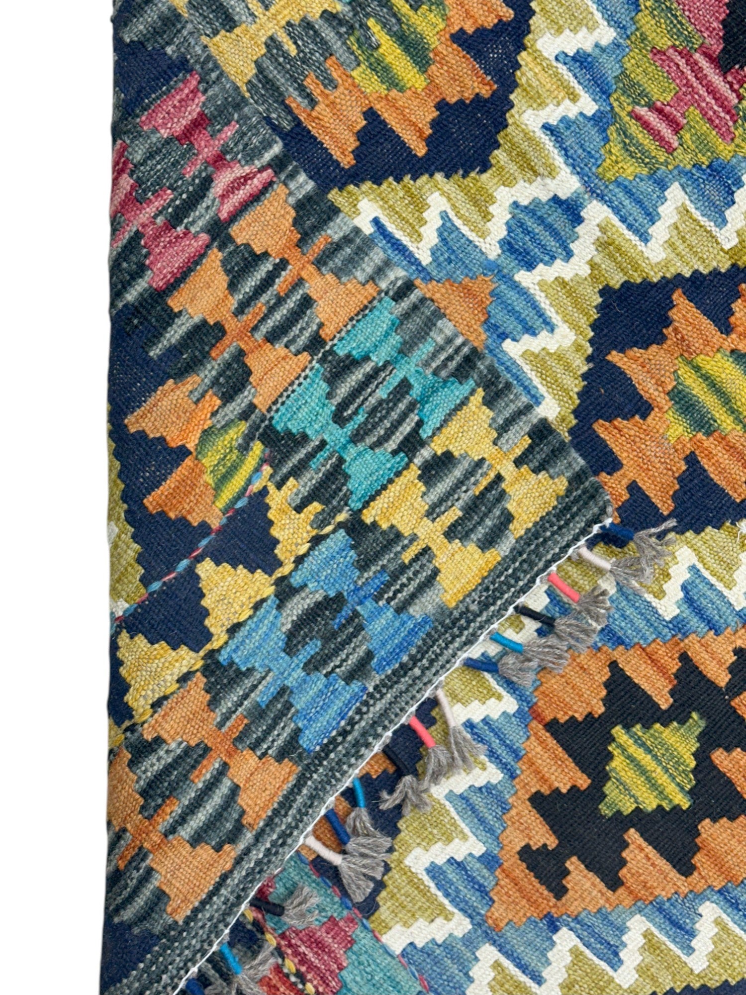 Hand-Woven Afghani Kilim Wool Rug 2'9" x 6'7"