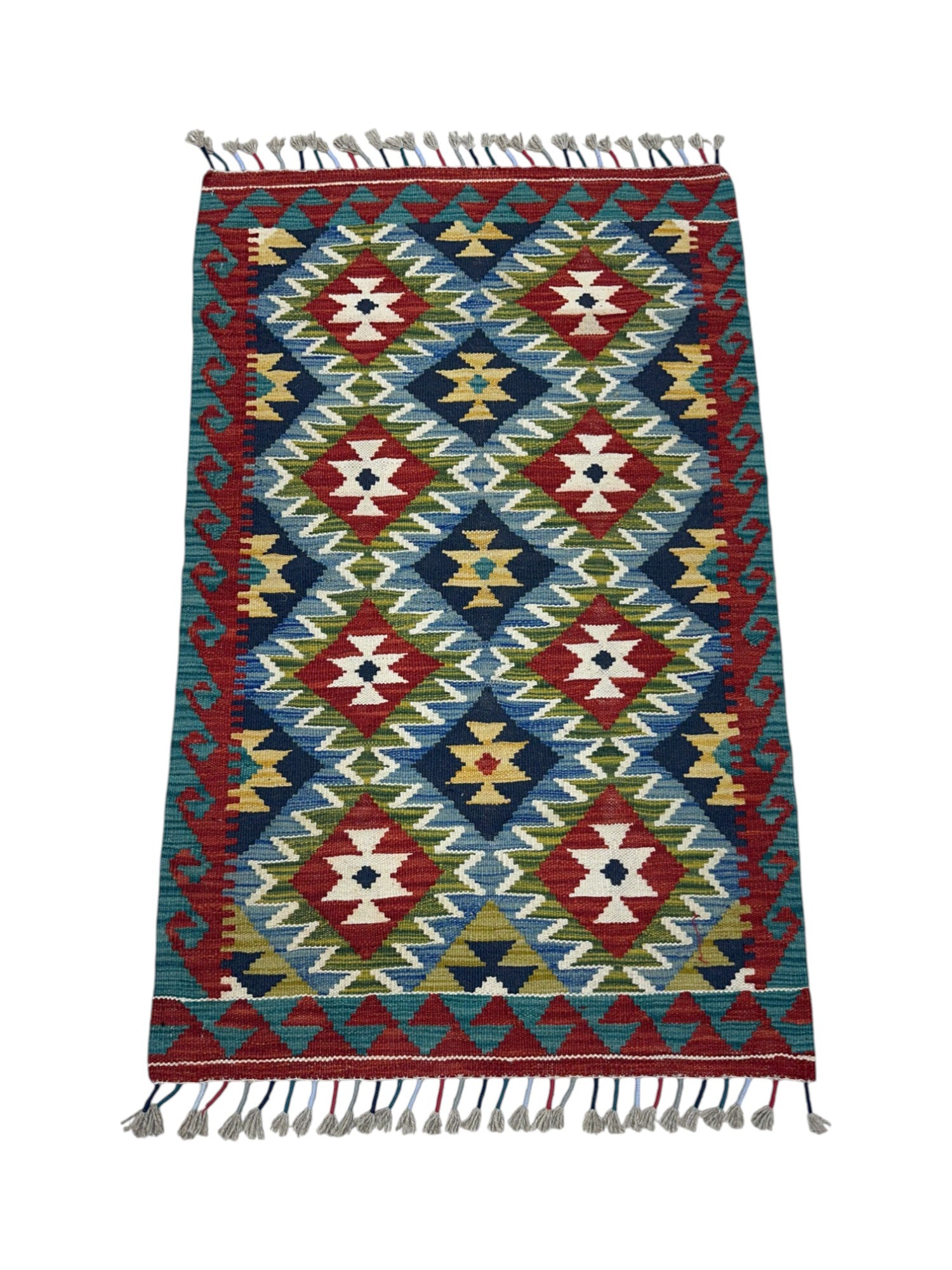 Hand-Woven Afghani Kilim Wool Rug 2'5" x 3'10"