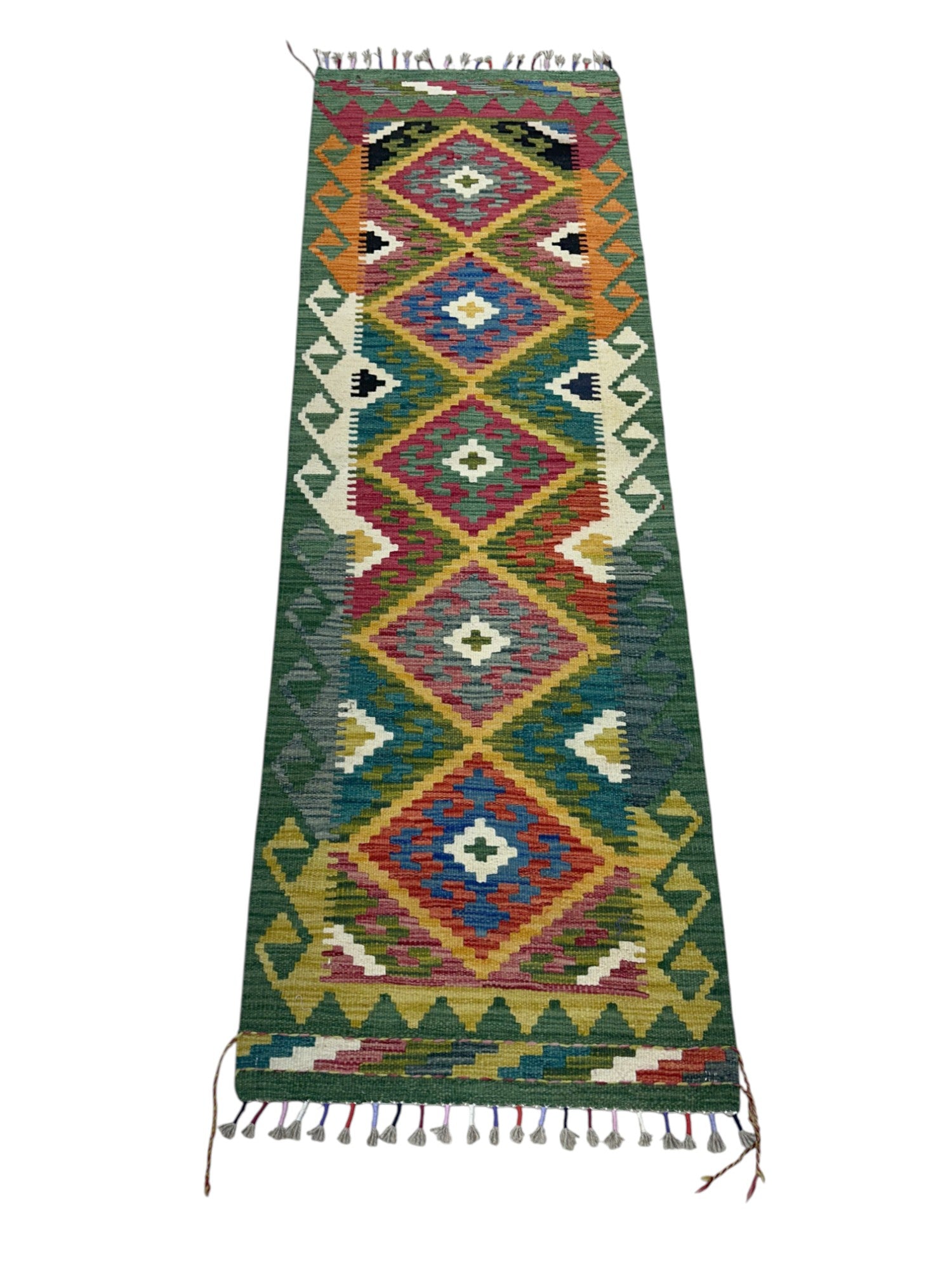 Hand-Woven Afghani Kilim Wool Rug 2'2" x 6'5"