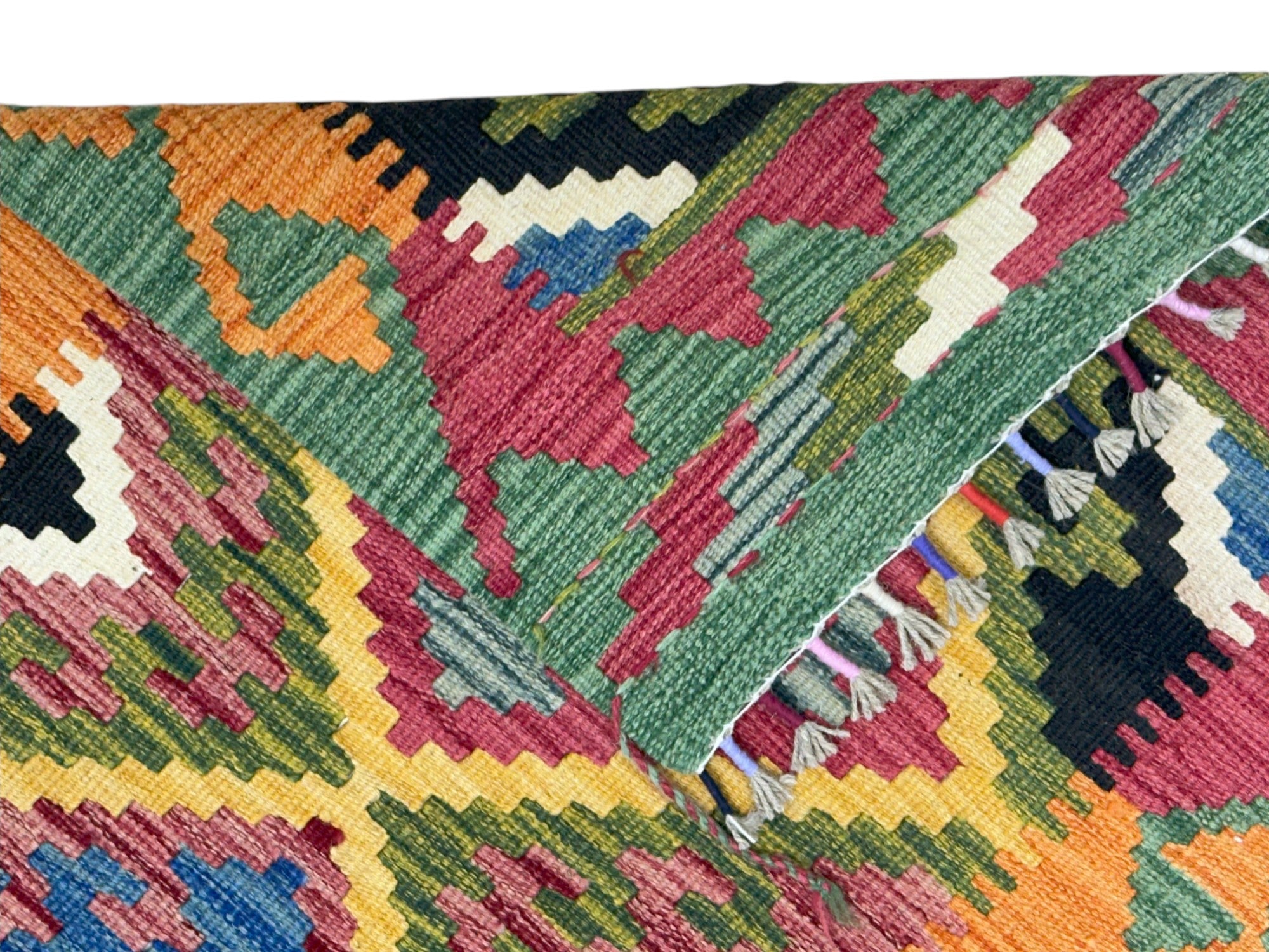 Hand-Woven Afghani Kilim Wool Rug 2'2" x 6'5"