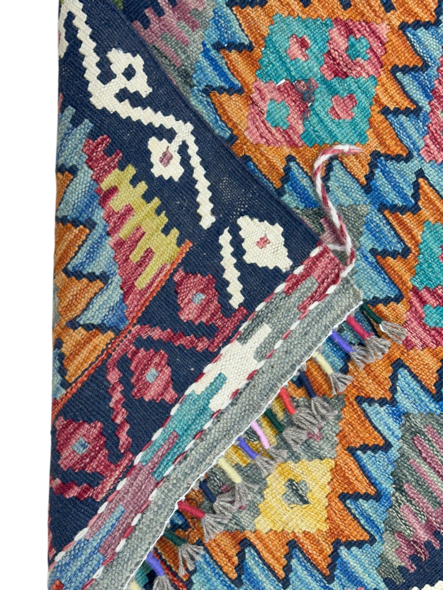 Hand-Woven Afghani Kilim Wool Rug 2' x 6'5"
