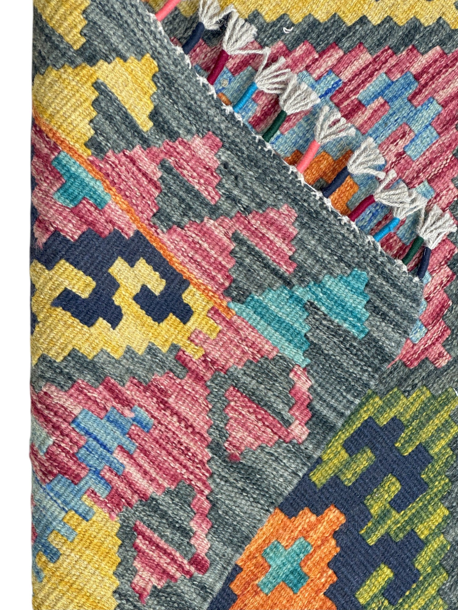Hand-Woven Afghani Kilim Wool Rug 2'8" x 4'1"