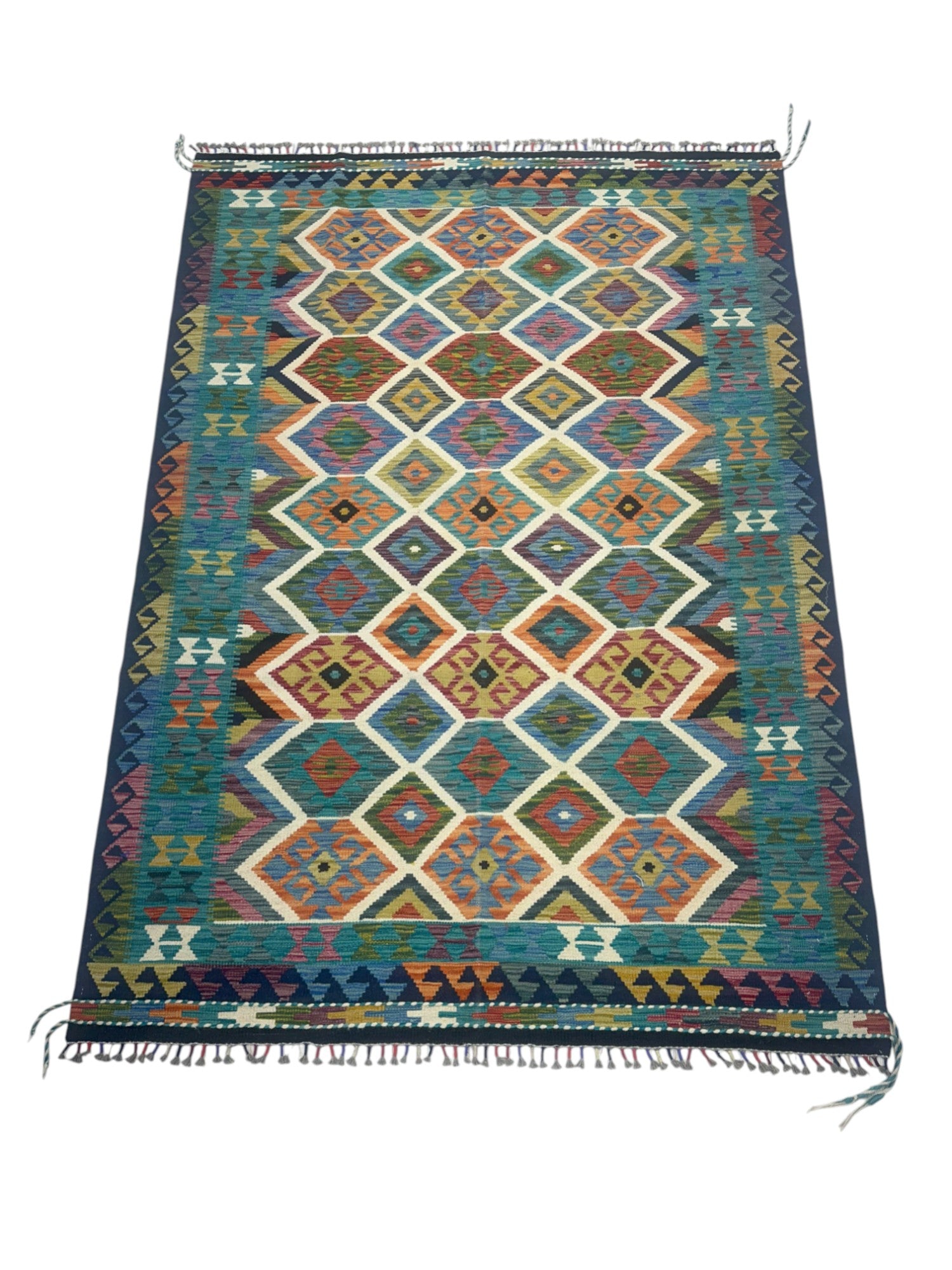 Hand-Woven Afghani Kilim Wool Rug 5'9" x 8'1"