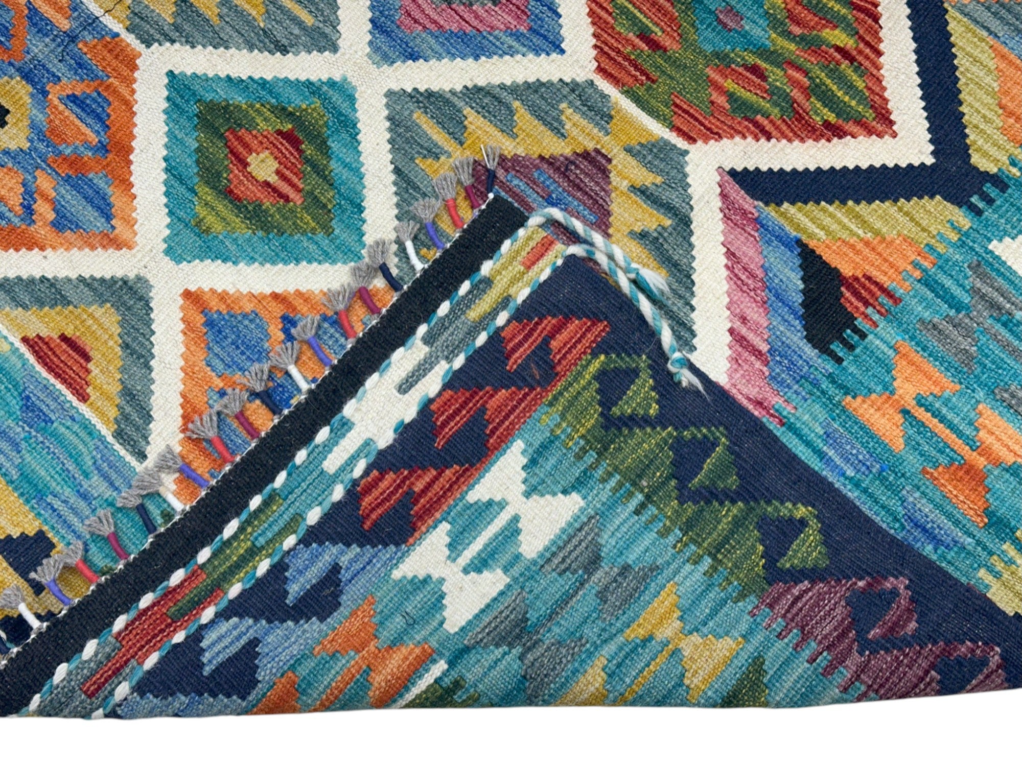 Hand-Woven Afghani Kilim Wool Rug 5'9" x 8'1"