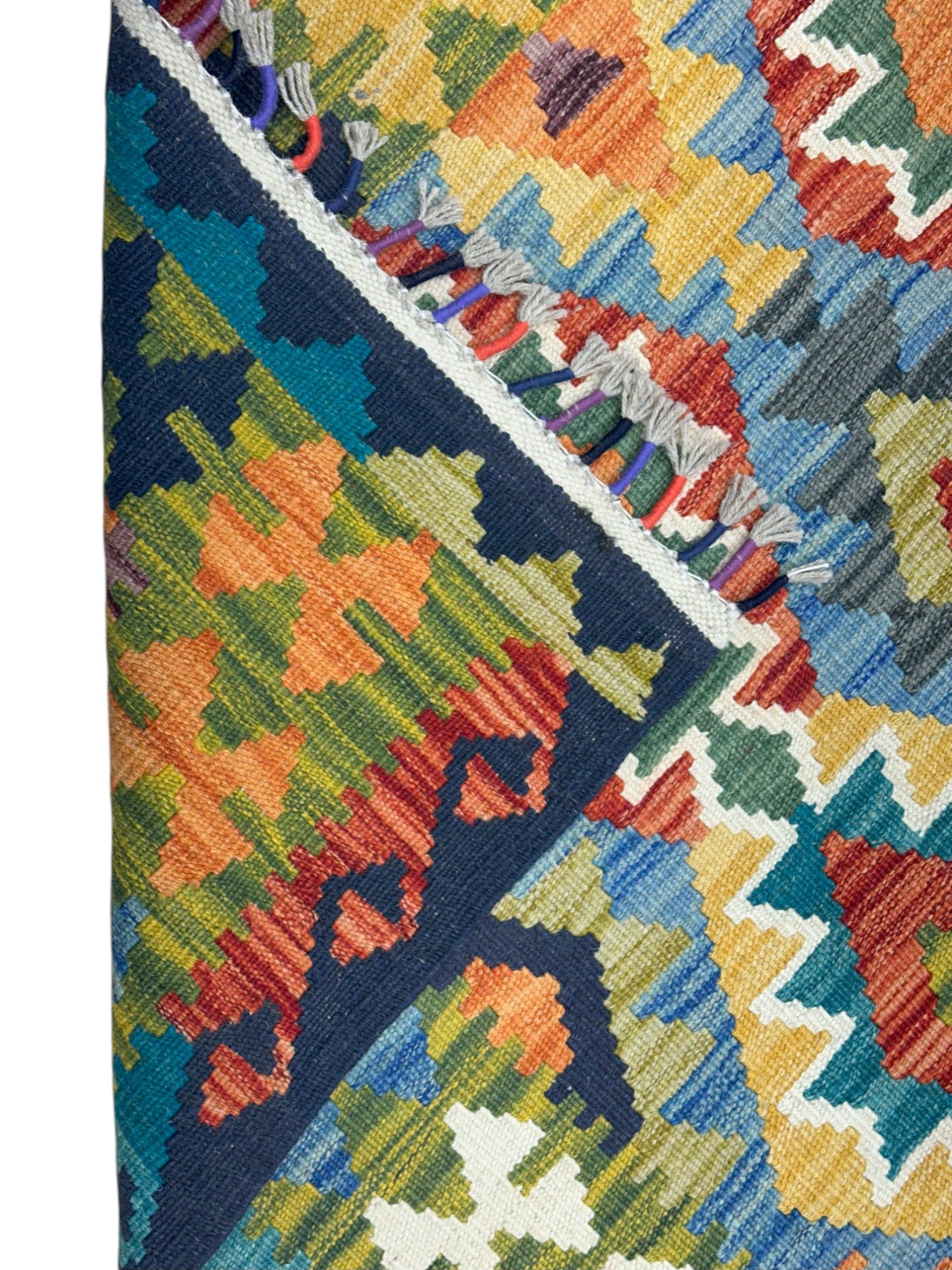 Hand-Woven Afghani Kilim Wool Rug 5'10" x 8'1"