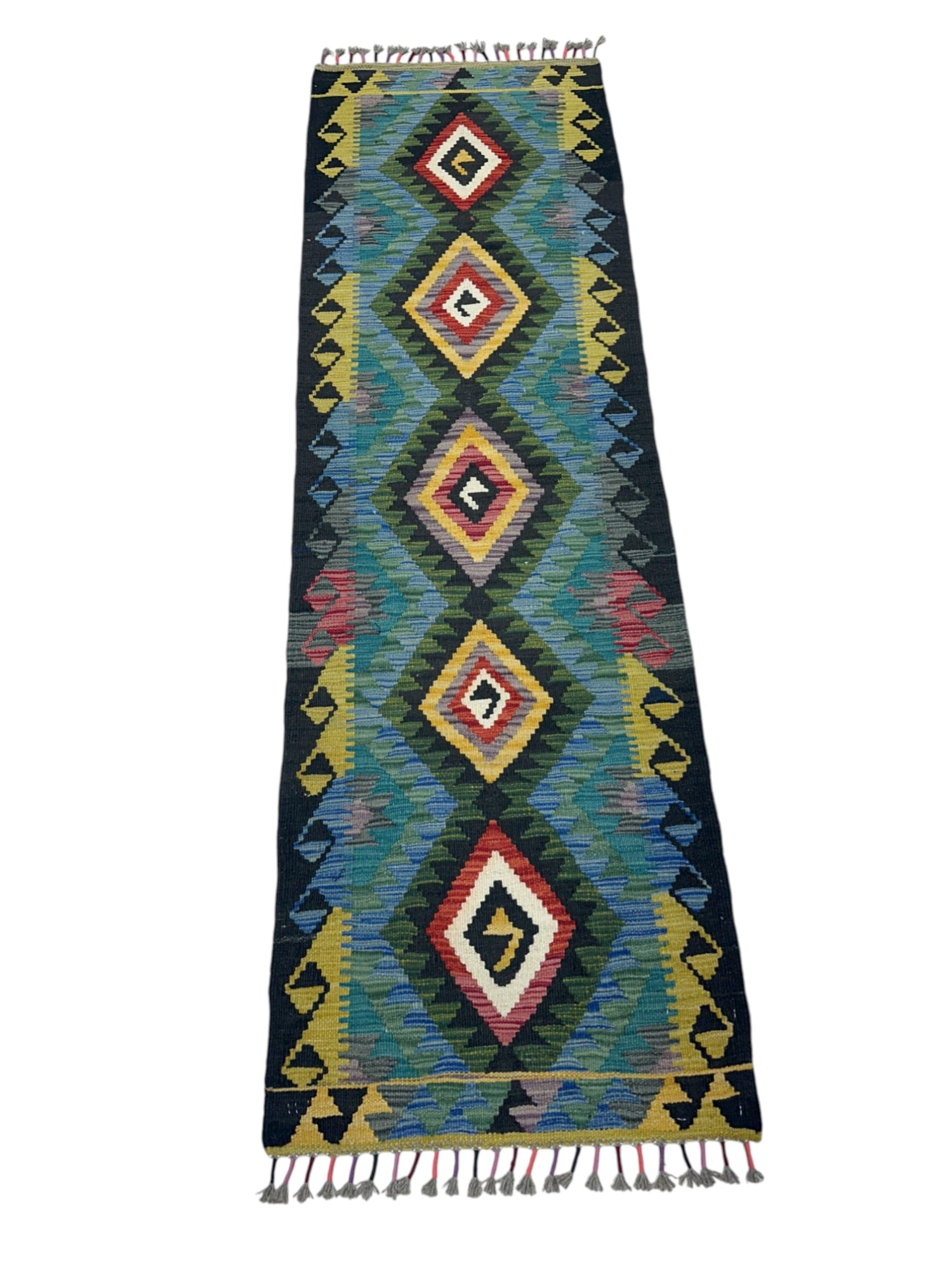 Hand-Woven Afghani Kilim Wool Rug 2’ x 6’7”