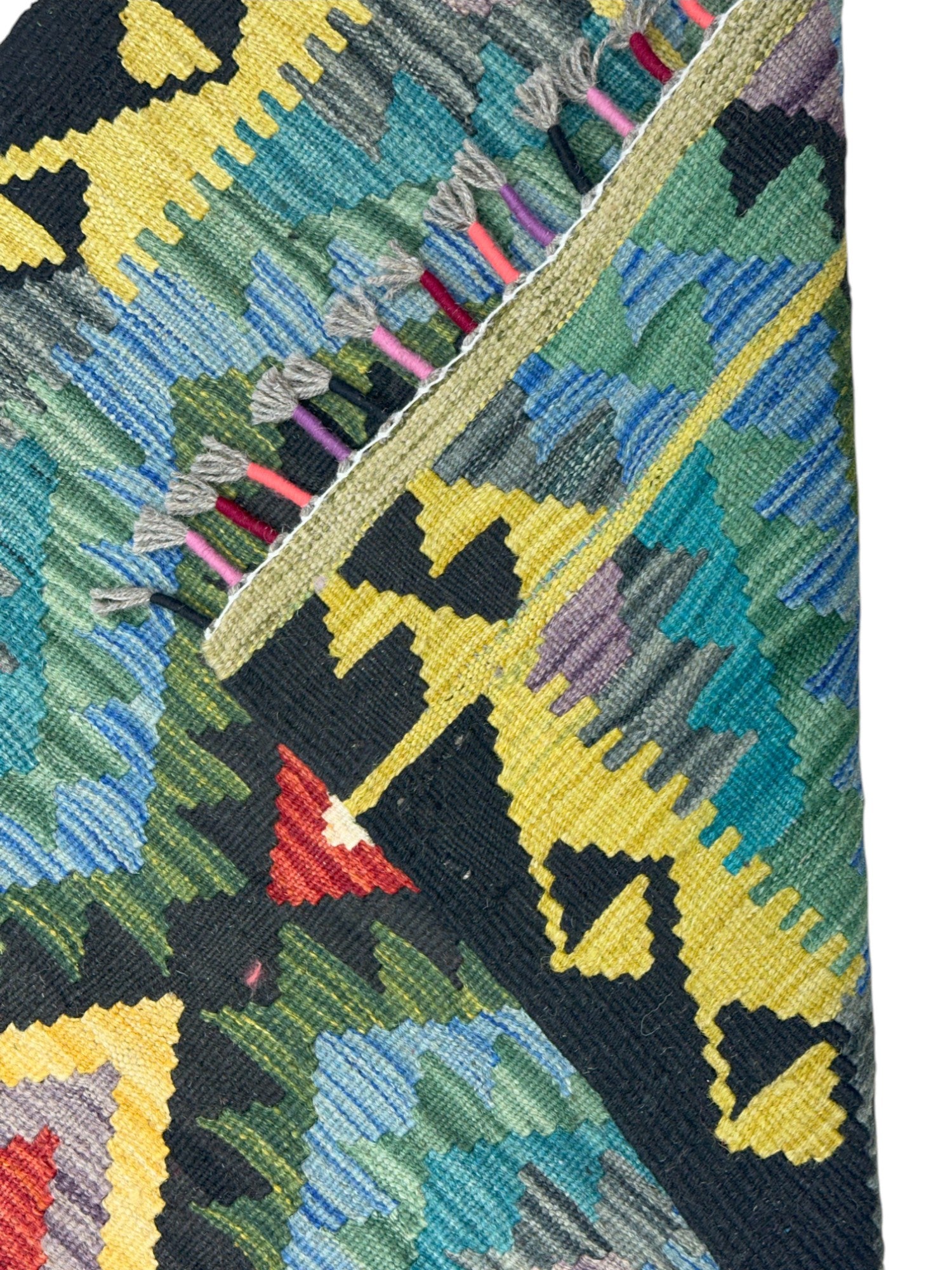Hand-Woven Afghani Kilim Wool Rug 2’ x 6’7”