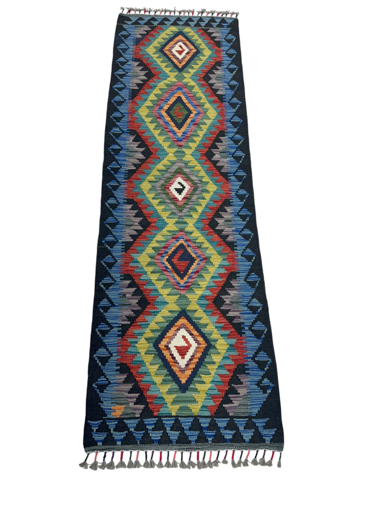 Hand-Woven Afghani Kilim Wool Rug 2' x 6'7"