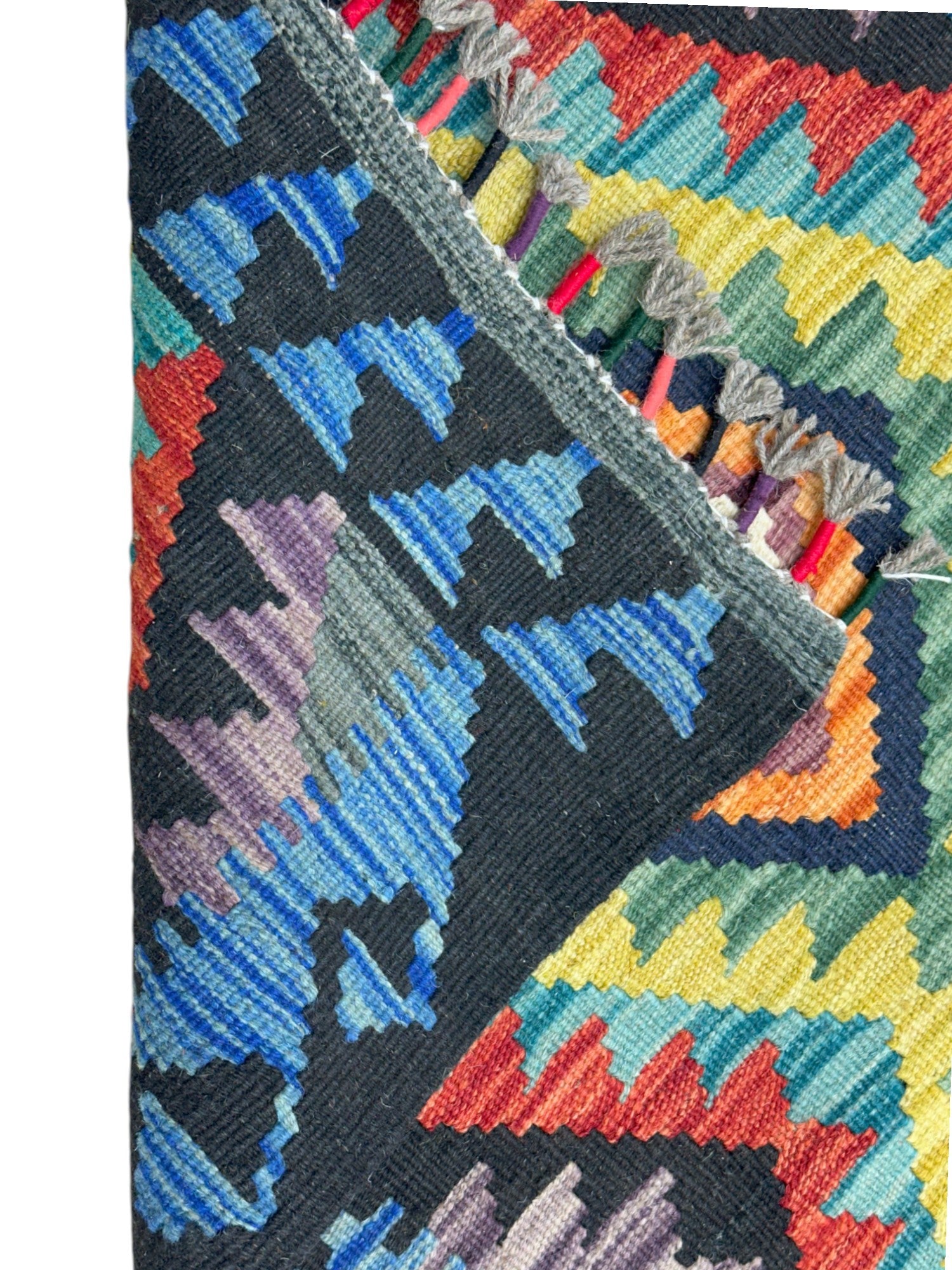 Hand-Woven Afghani Kilim Wool Rug 2' x 6'7"