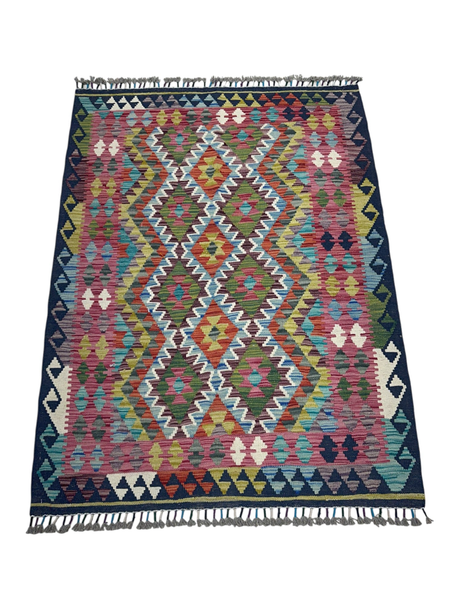 Hand-Woven Afghani Kilim Wool Rug 2'1" x 6'8"