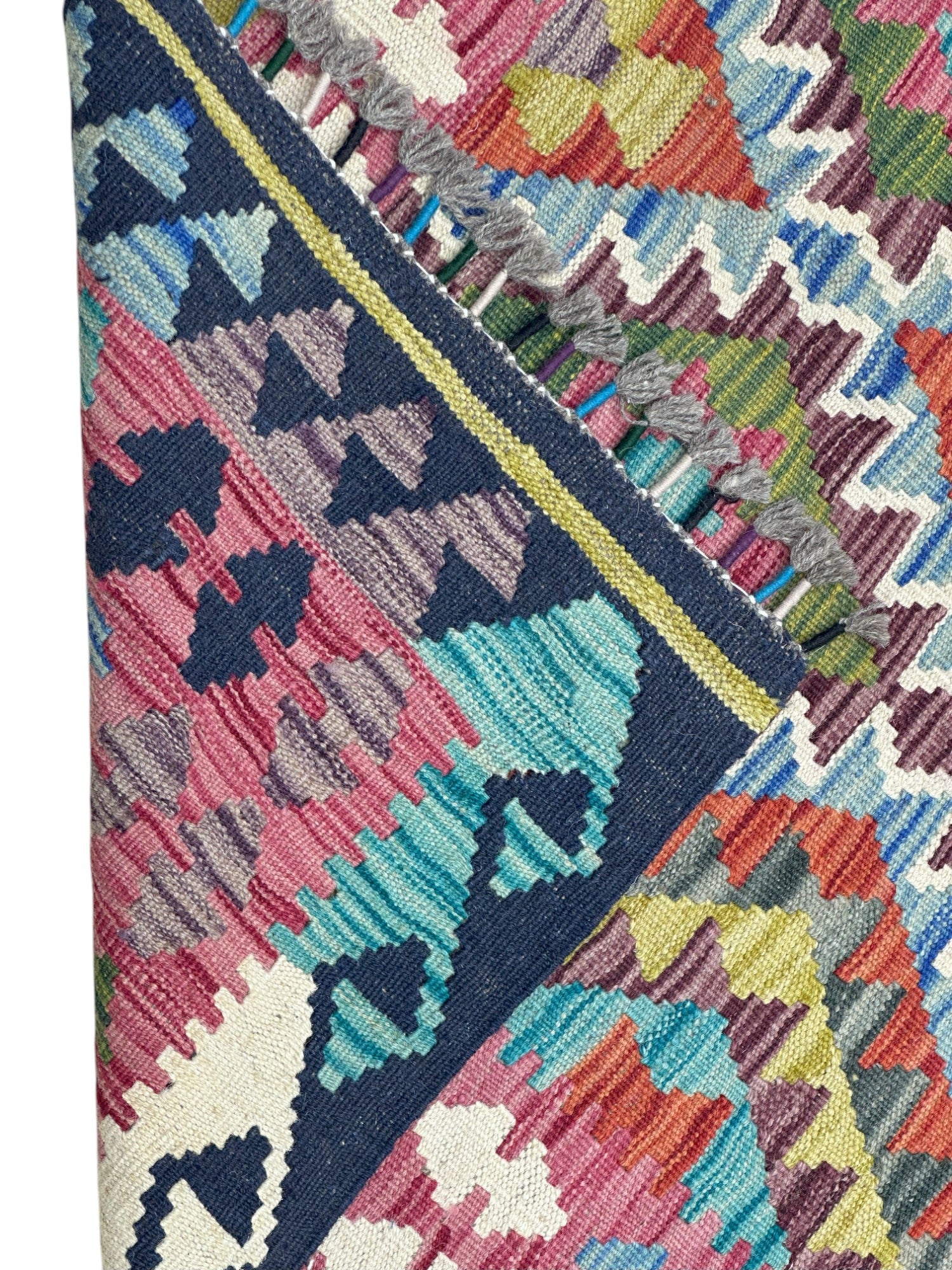 Hand-Woven Afghani Kilim Wool Rug 2'1" x 6'8"