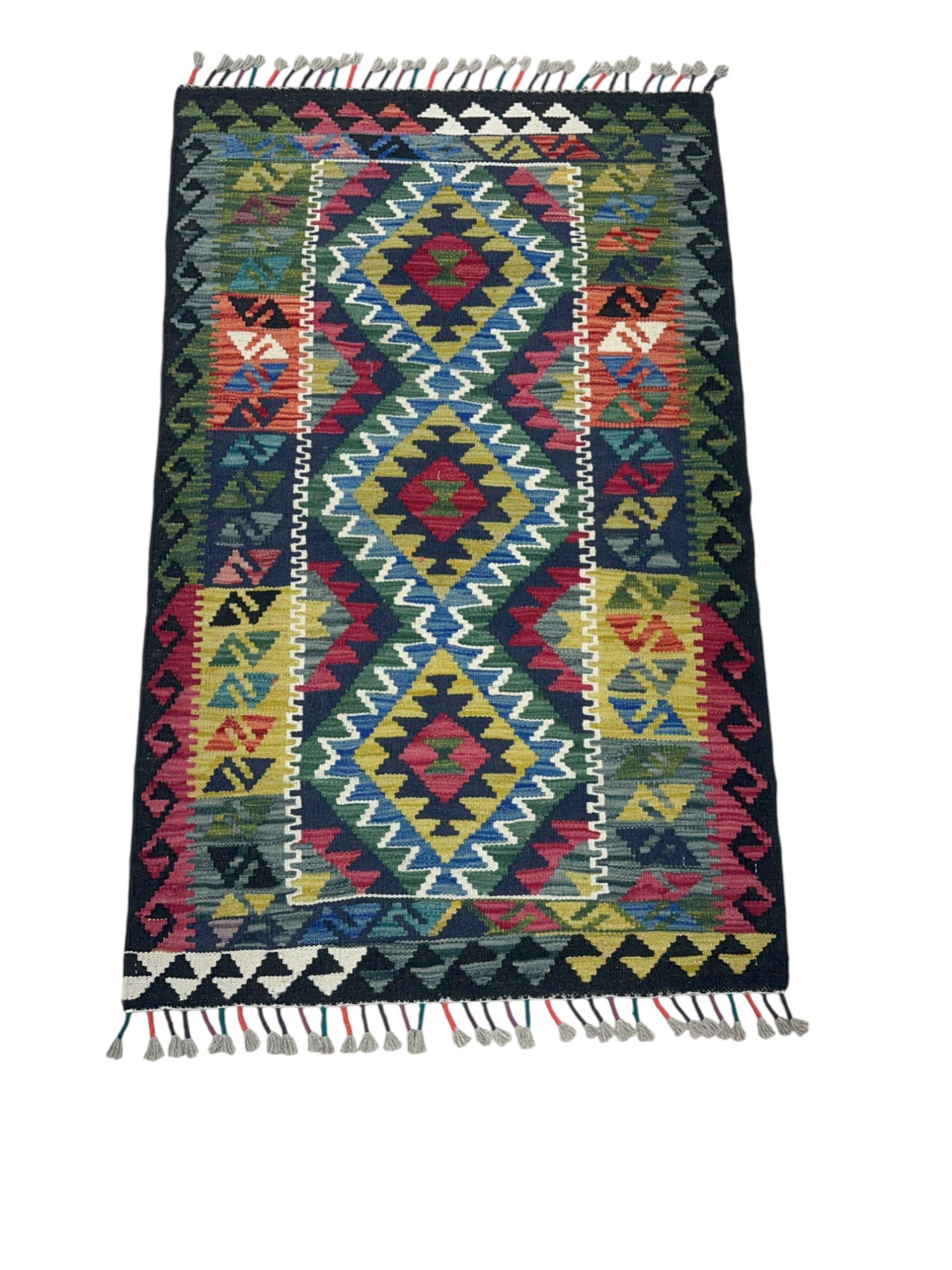 Hand-Woven Afghani Kilim Wool Rug 5'9" x 8'