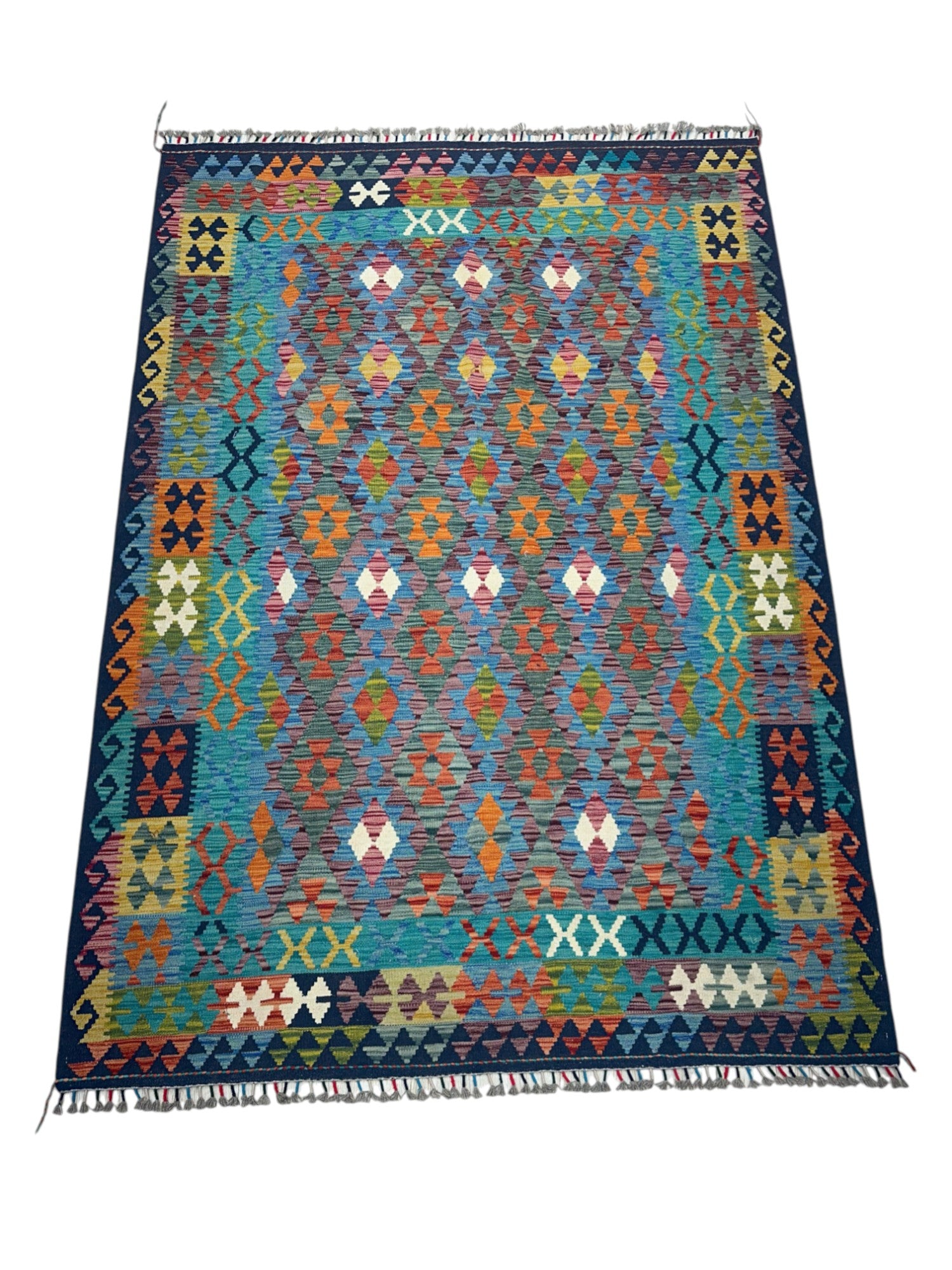 Hand-Woven Afghani Kilim Wool Rug 2'7" x 4'3"