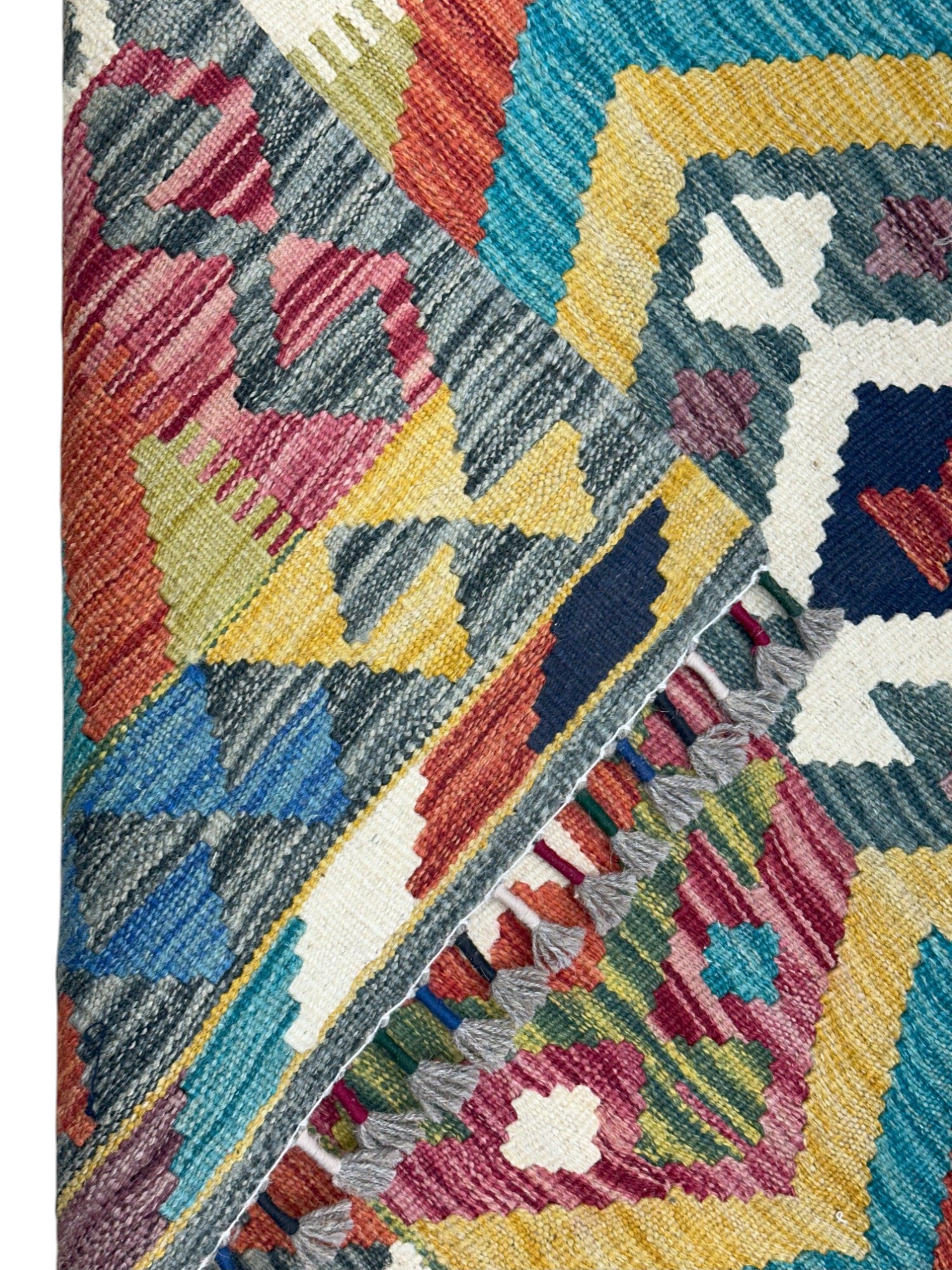 Hand-Woven Afghani Kilim Wool Rug 5'9" x 8'2"