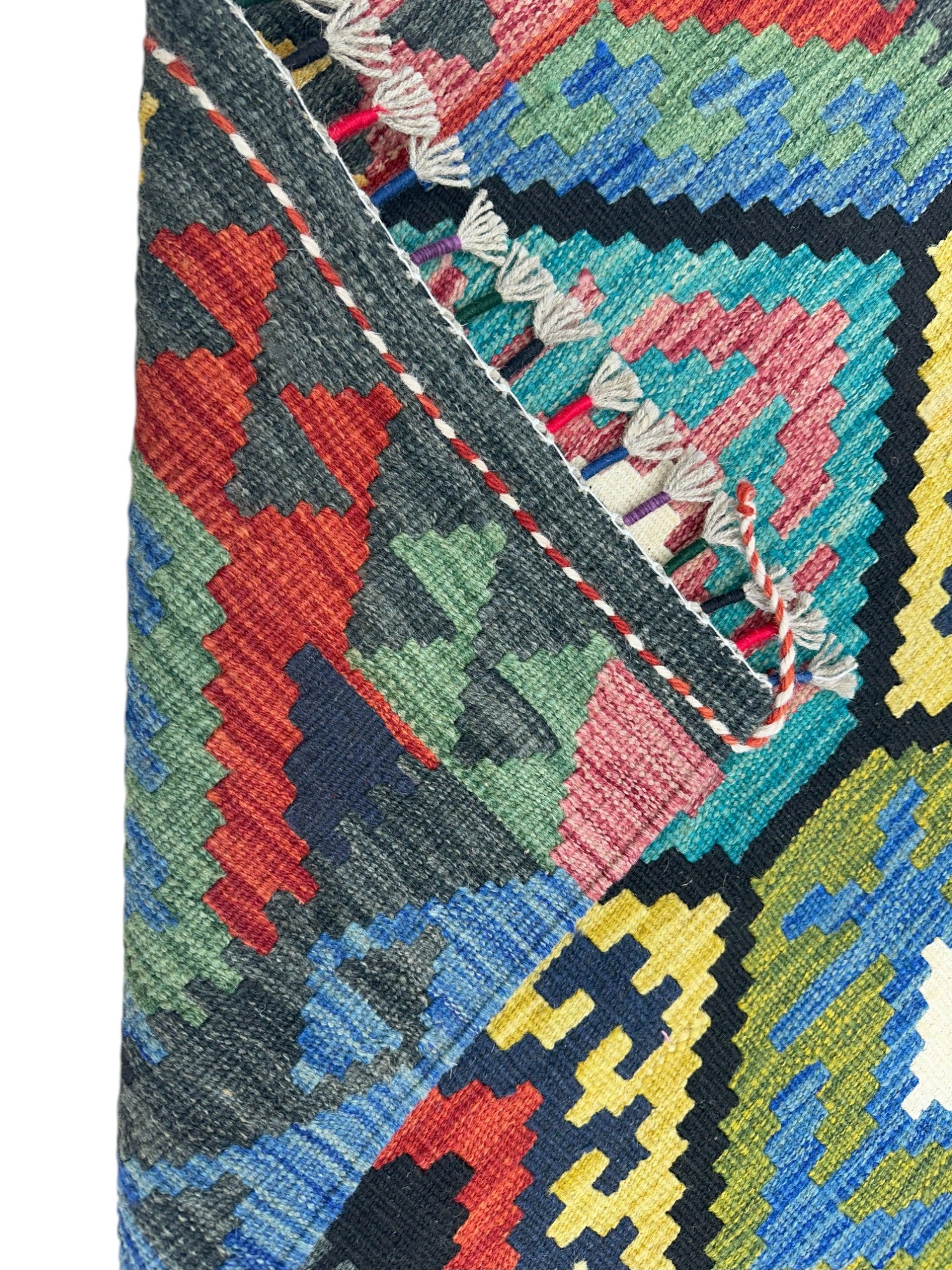 Hand-Woven Afghani Kilim Wool Rug 2'8" x 6'4"