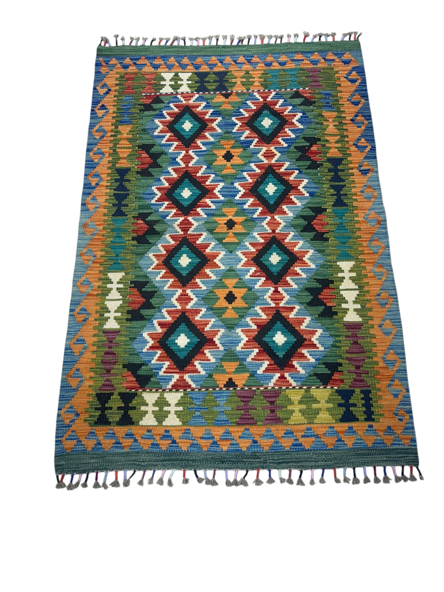 Hand-Woven Afghani Kilim Wool Rug 2'8" x 6'4"