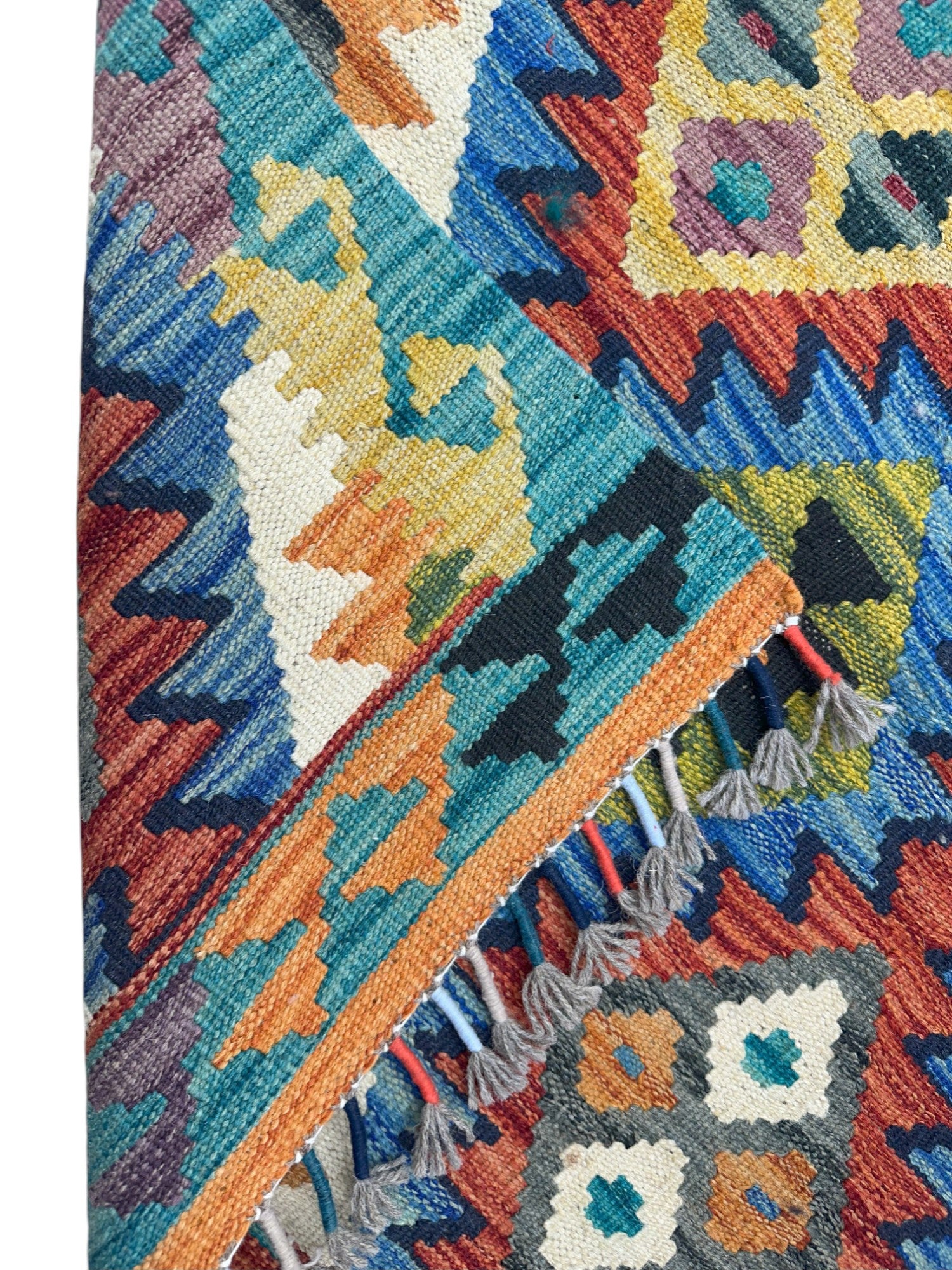 Hand-Woven Afghani Kilim Wool Rug 3'3" x 4'11"
