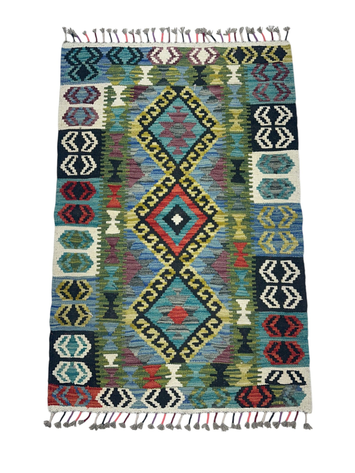 Hand-Woven Afghani Kilim Wool Rug 2'7" x 6'6"