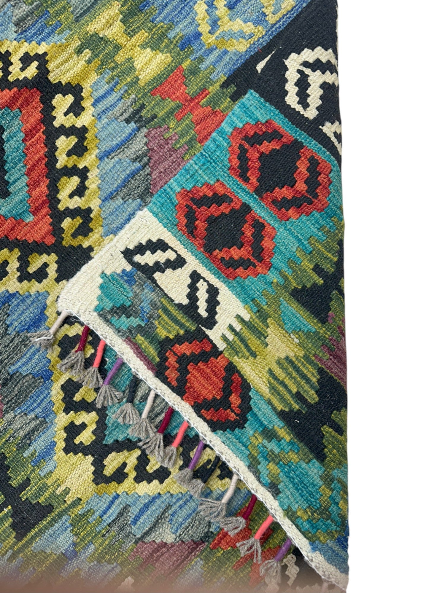 Hand-Woven Afghani Kilim Wool Rug 2'7" x 6'6"