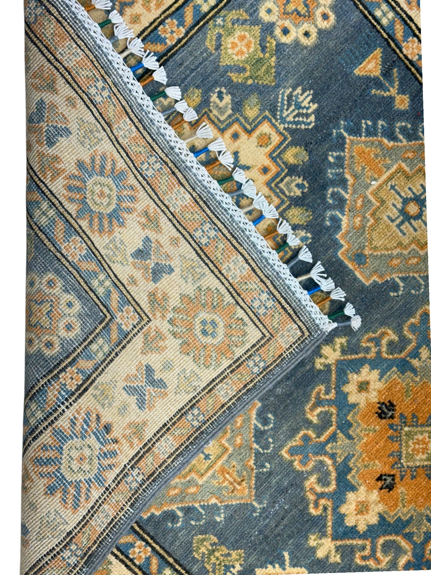 Hand-Knotted Afghani Kazak Wool Rug – 3’4″  x  4’11″