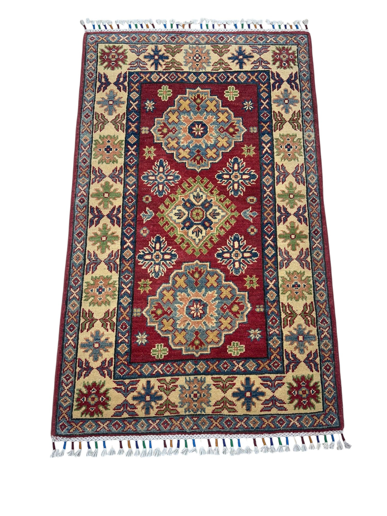 Hand-Knotted Afghani Kazak Wool Rug – 2’8″  x  4’4″
