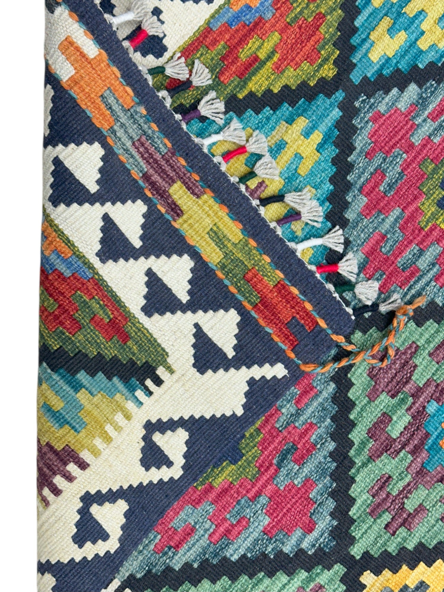 Hand-Woven Afghani Kilim Wool Rug 2'7" x 3'10"