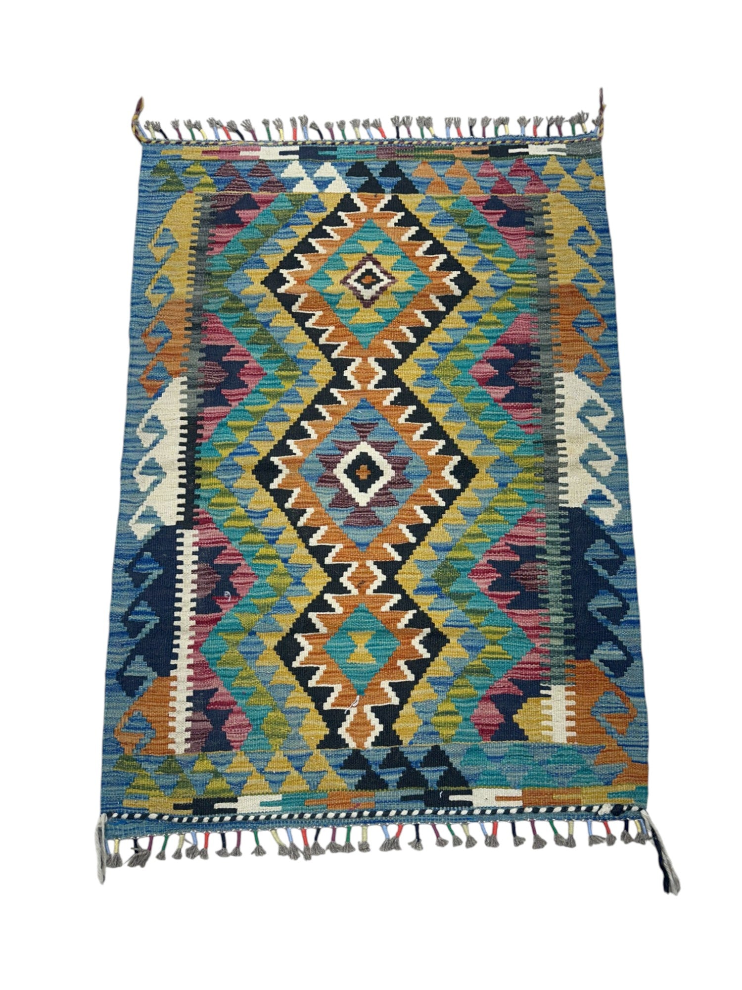 Hand-Woven Afghani Kilim Wool Rug 2'9" x 4'