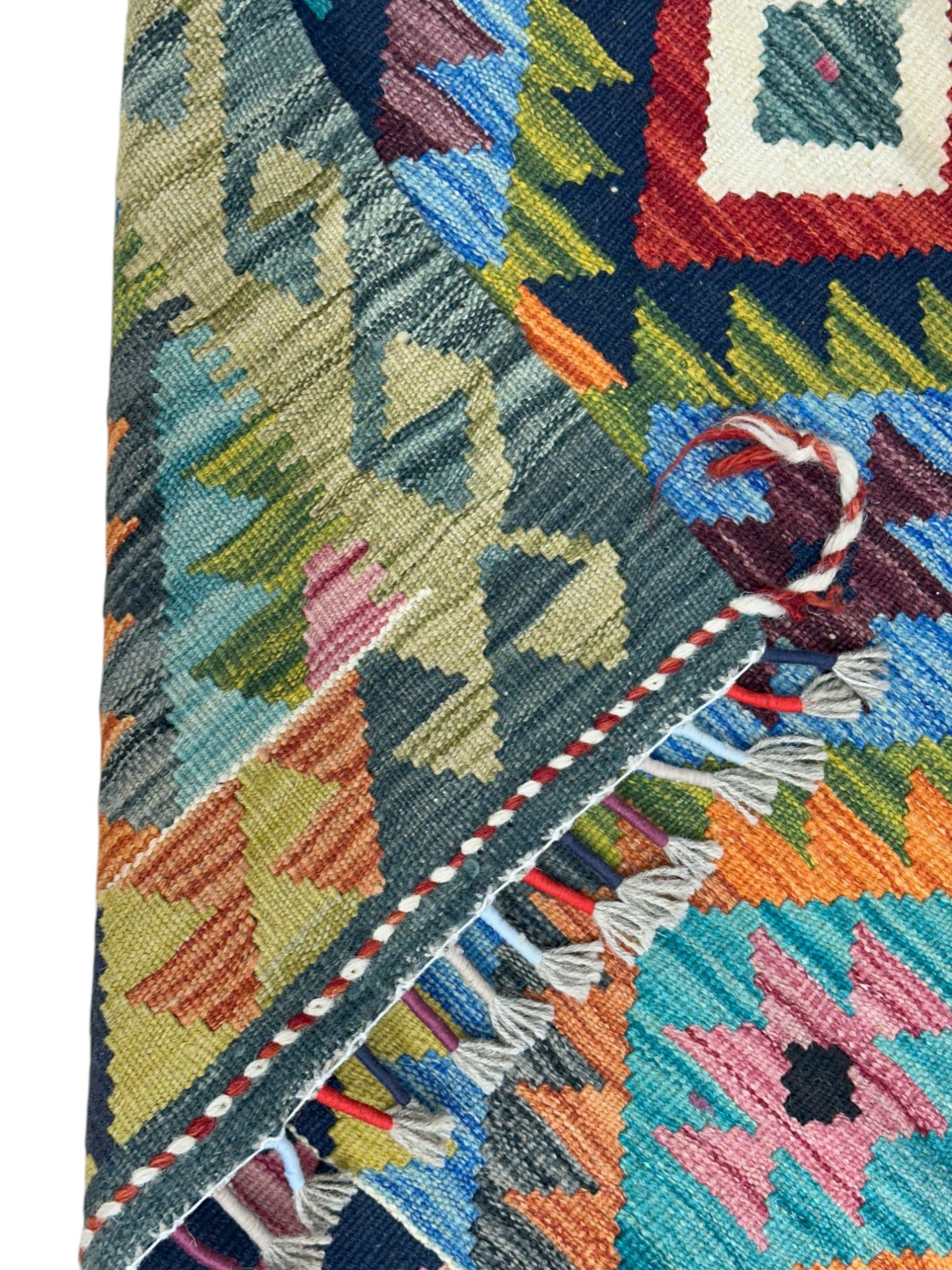 Hand-Woven Afghani Kilim Wool Rug 2'9" x 3'11"