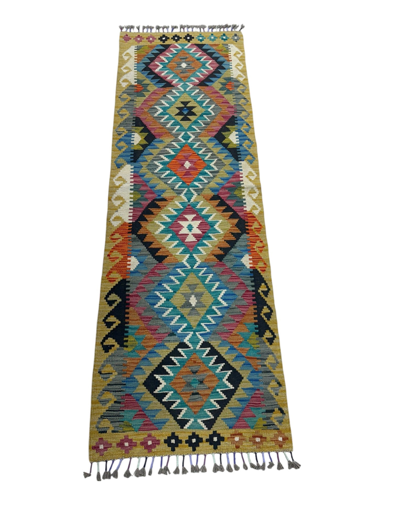 Hand-Woven Afghani Kilim Wool Rug 2'8" x 4'1"