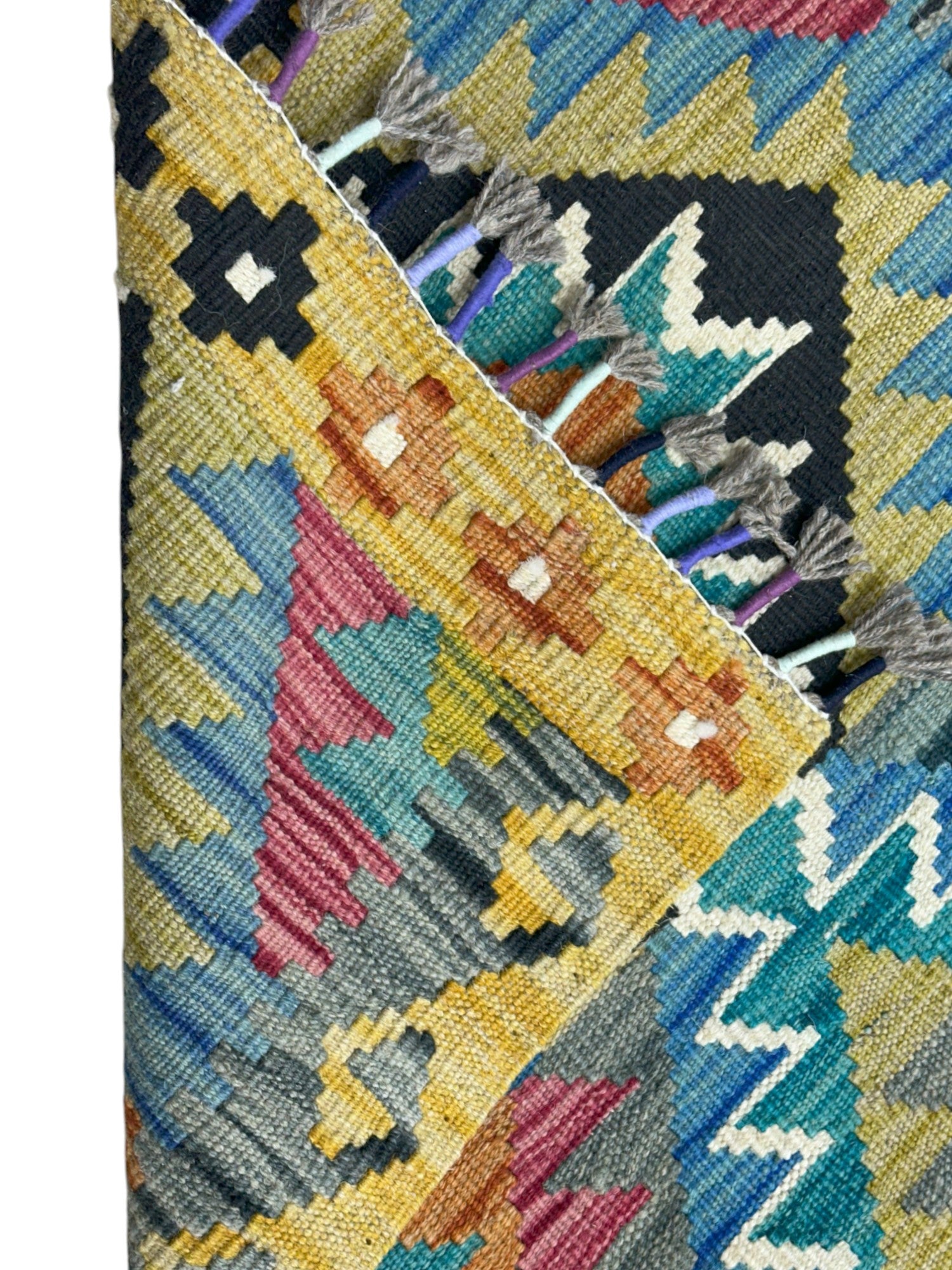 Hand-Woven Afghani Kilim Wool Rug 2'8" x 4'1"