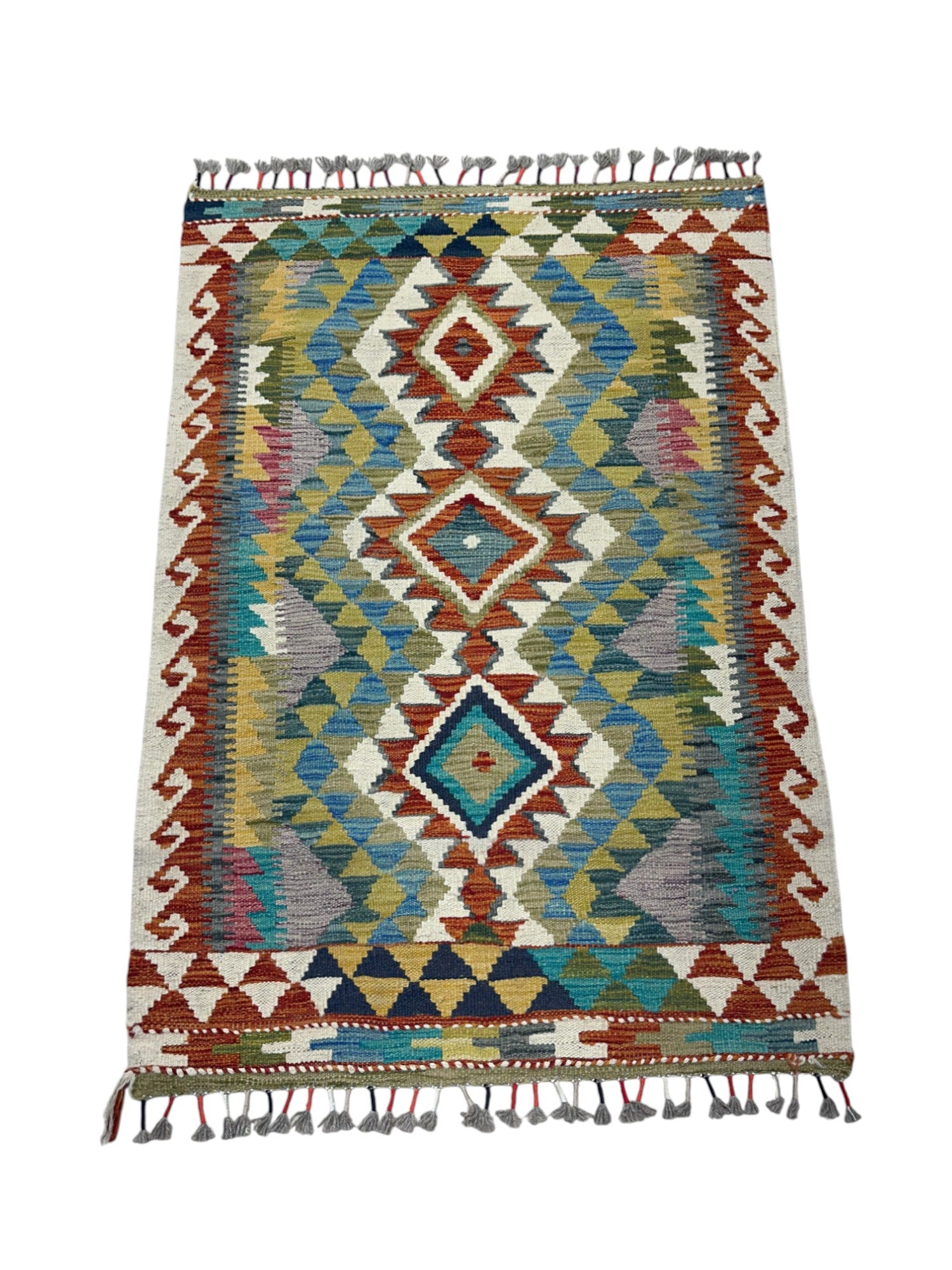 Hand-Woven Afghani Kilim Wool Rug 2'2" x 6'9"