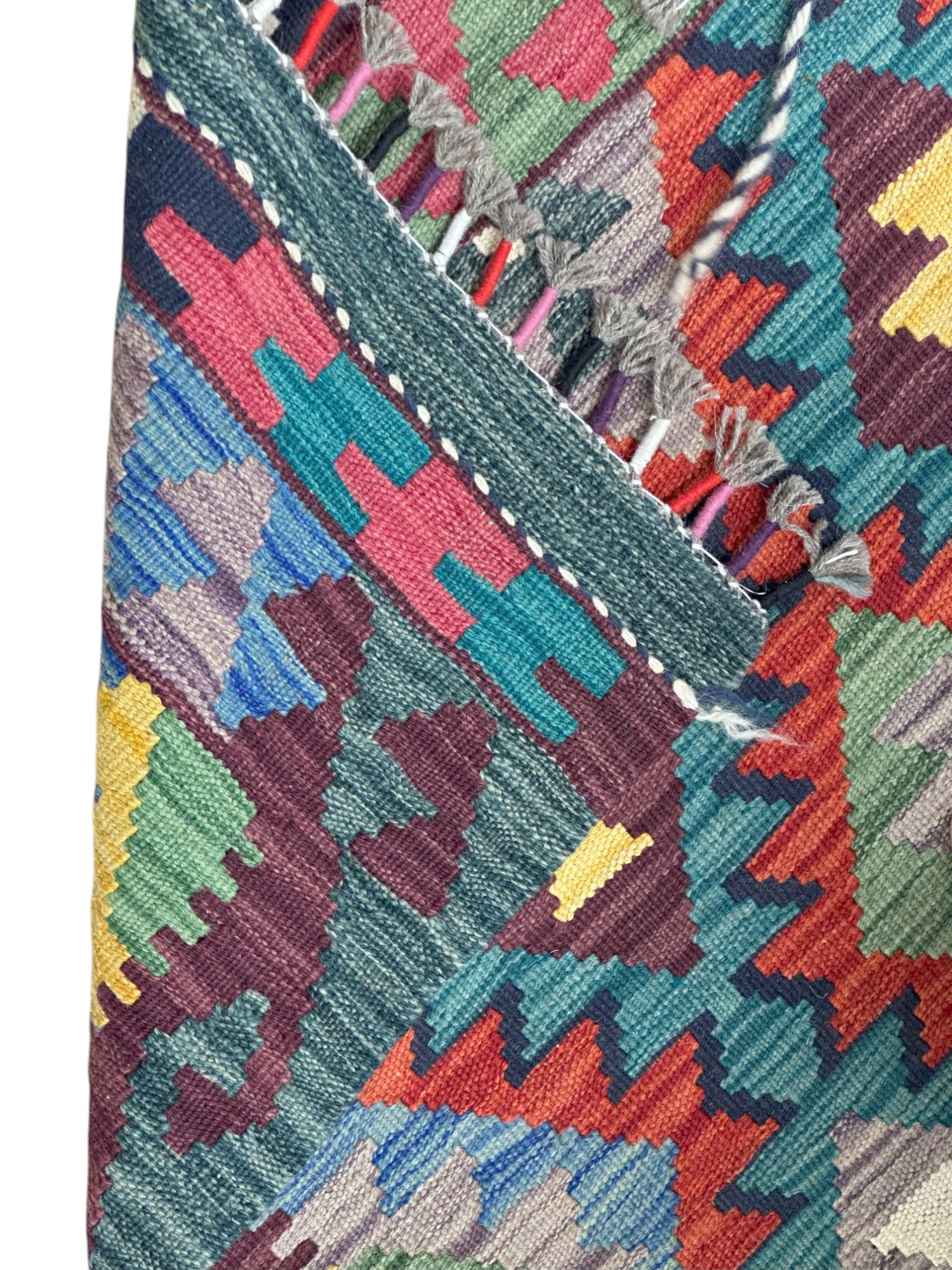 Hand-Woven Afghani Kilim Wool Rug 2'7" x 3'10"