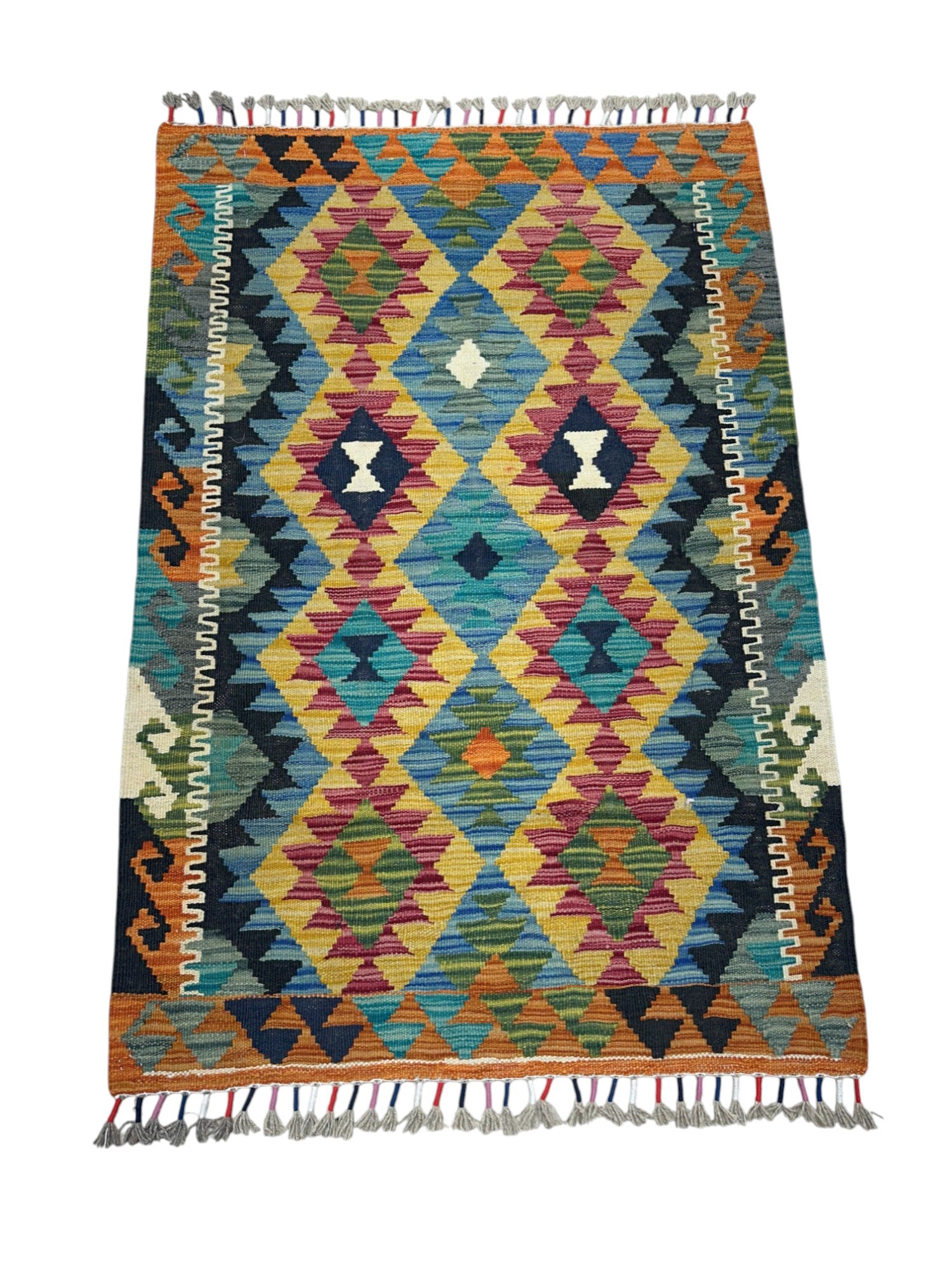 Hand-Woven Afghani Kilim Wool Rug 2'9" x 4'2"