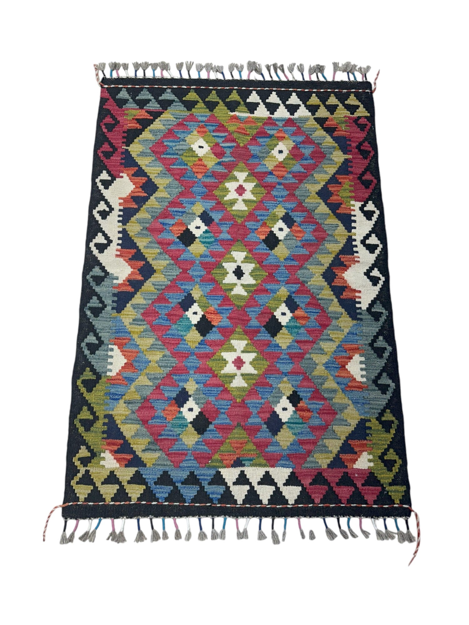 Hand-Woven Afghani Kilim Wool Rug 2'9" x 4'1"