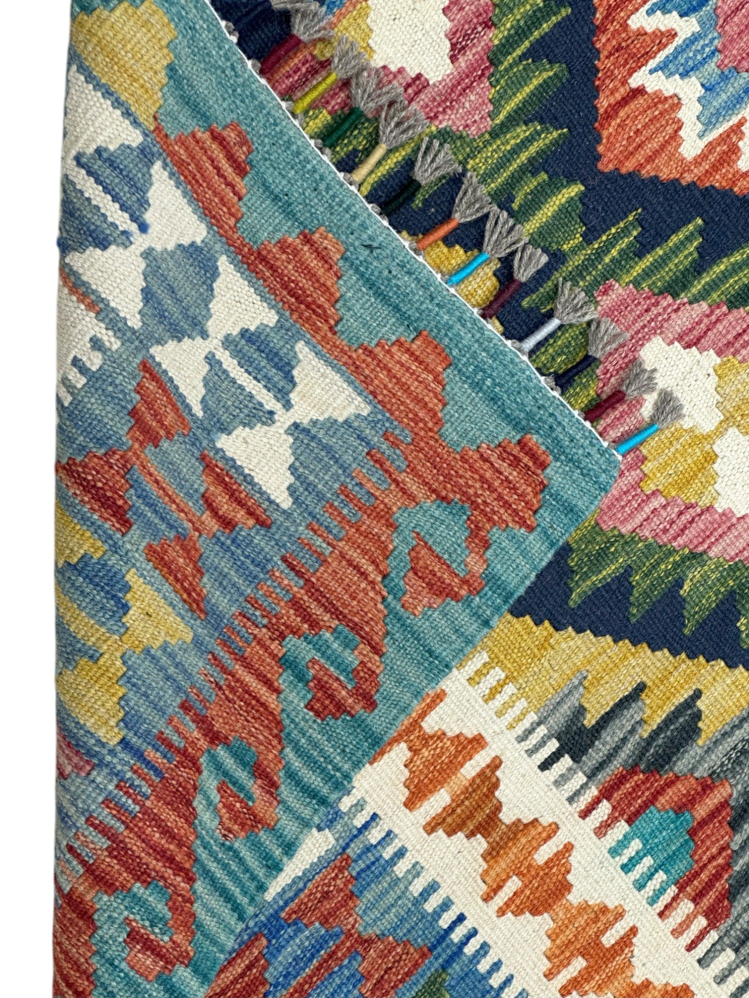 Hand-Woven Afghani Kilim Wool Rug 4'11" x 6'6”