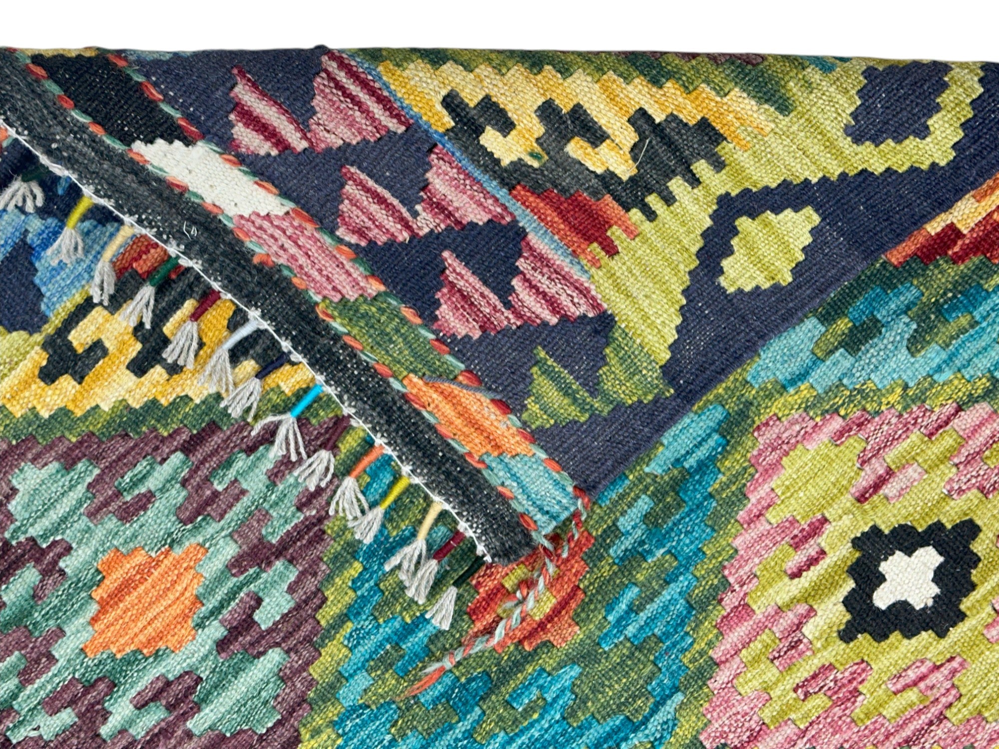Hand-Woven Afghani Kilim Wool Rug 4'11" x 6'7"