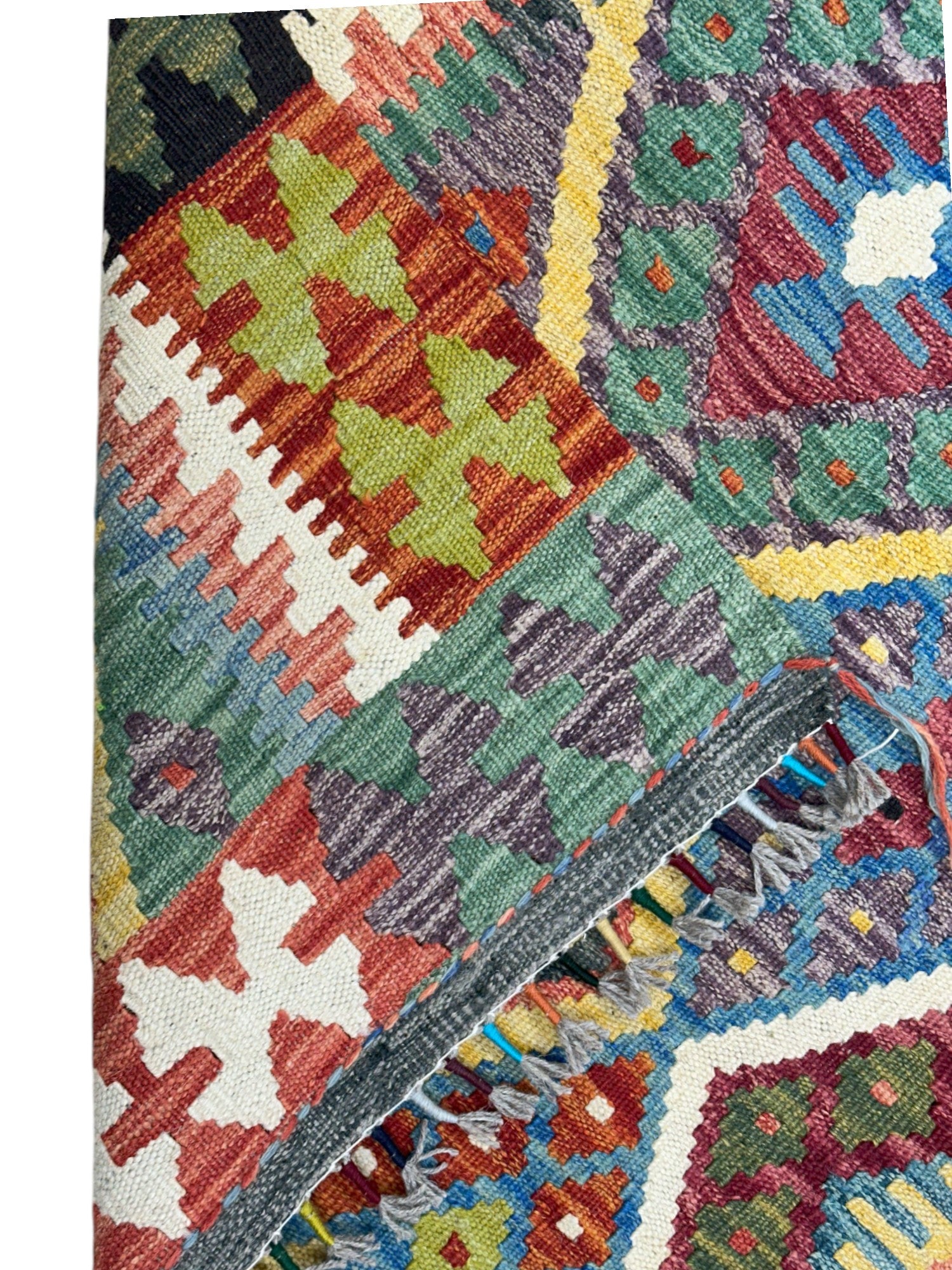 Hand-Woven Afghani Kilim Wool Rug 4'11" x 6'7"