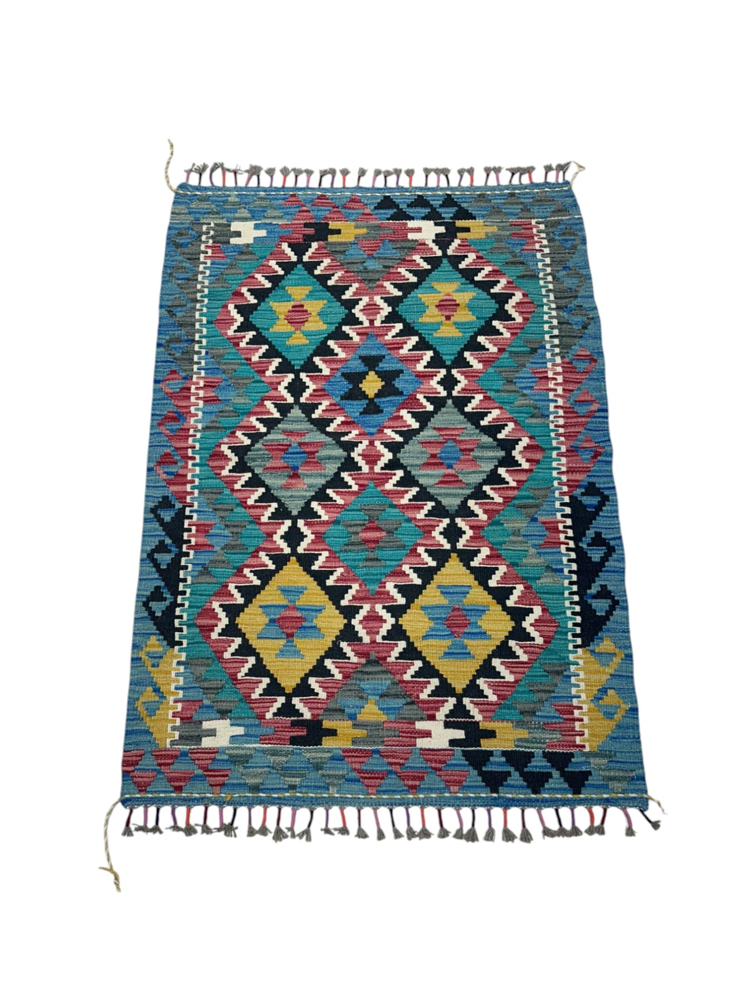 Hand-Woven Afghani Kilim Wool Rug 5' x 6'6"
