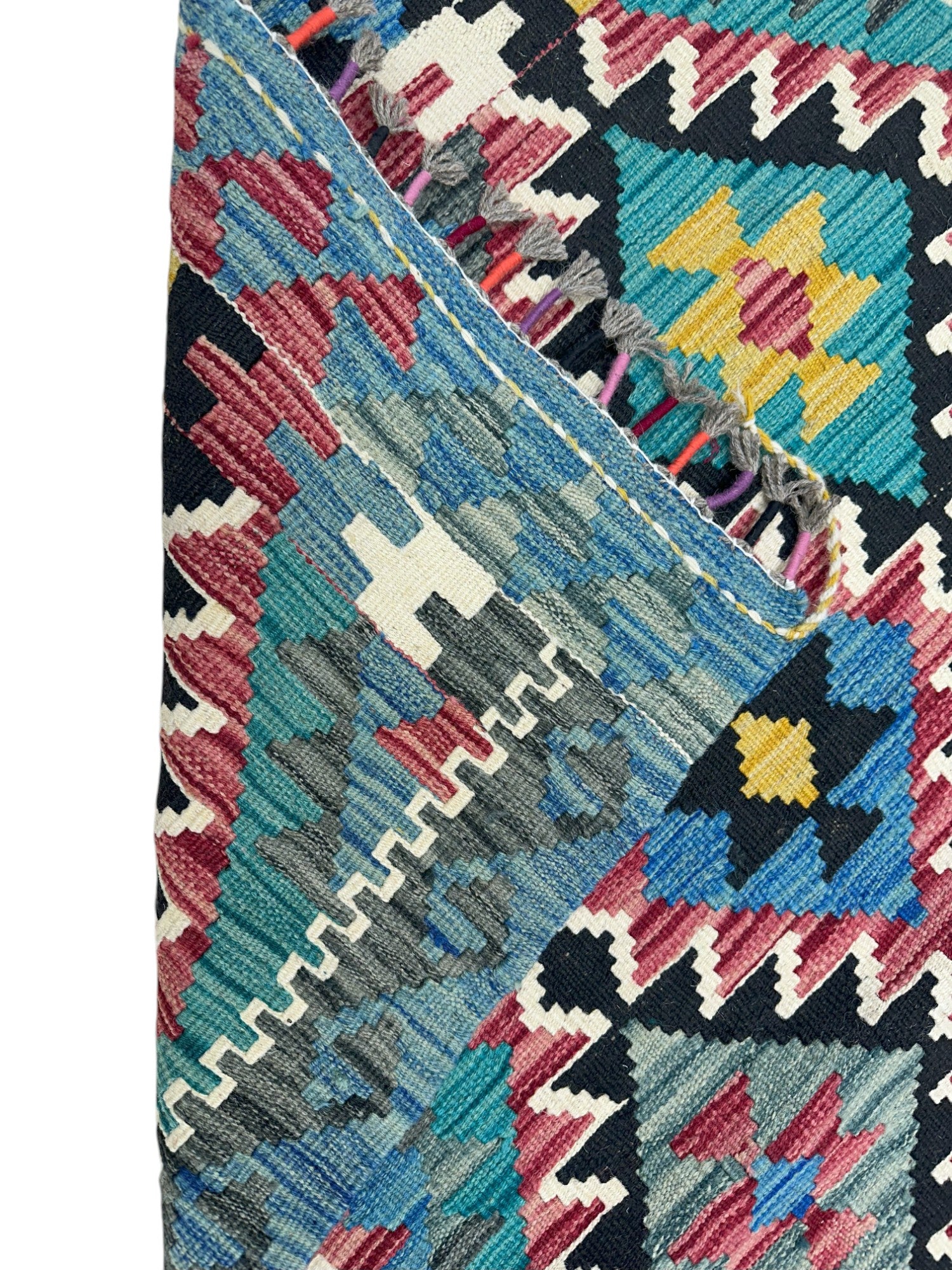 Hand-Woven Afghani Kilim Wool Rug 5' x 6'6"