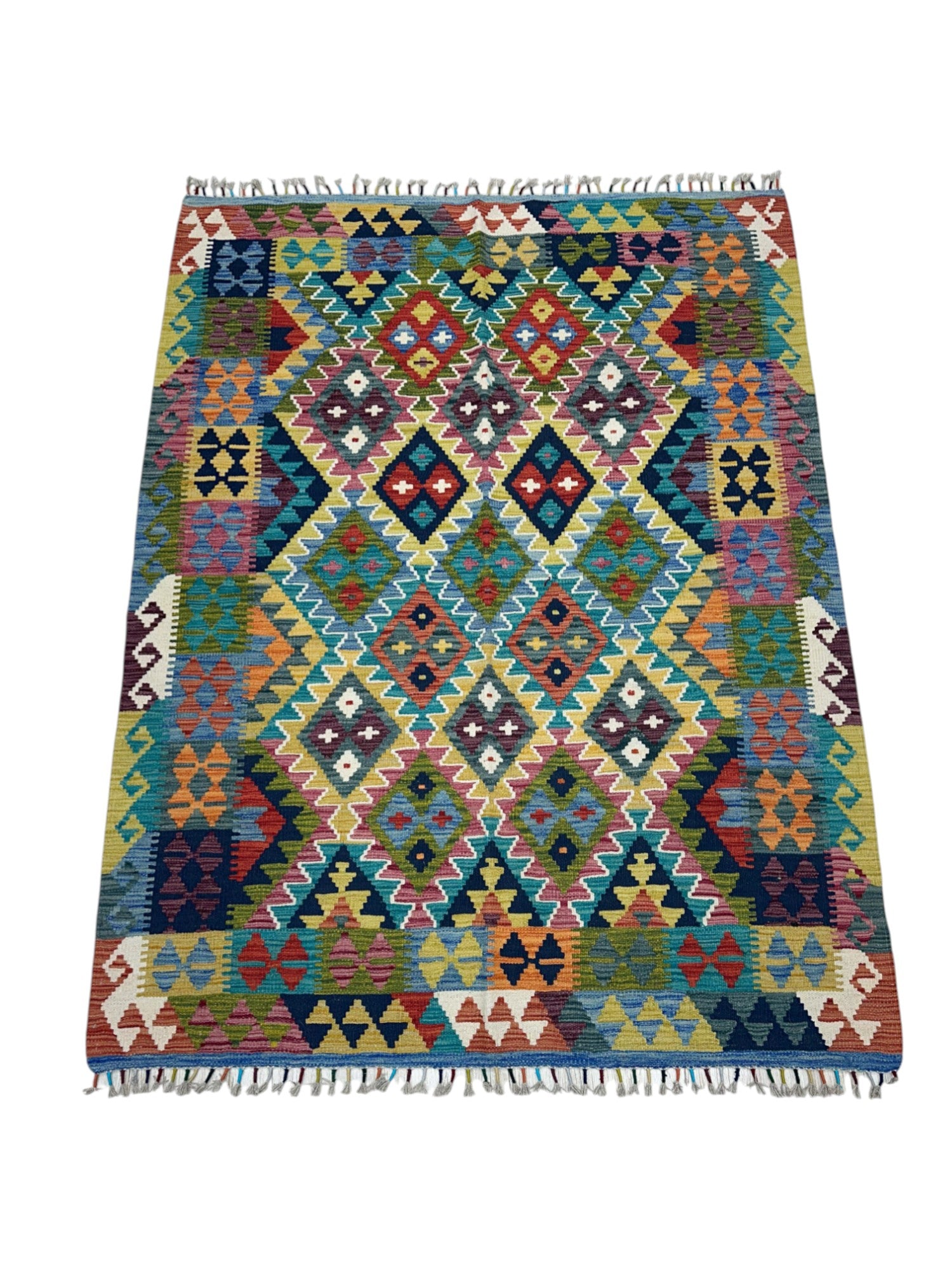 Hand-Woven Afghani Kilim Wool Rug 2'11" x 4'2"
