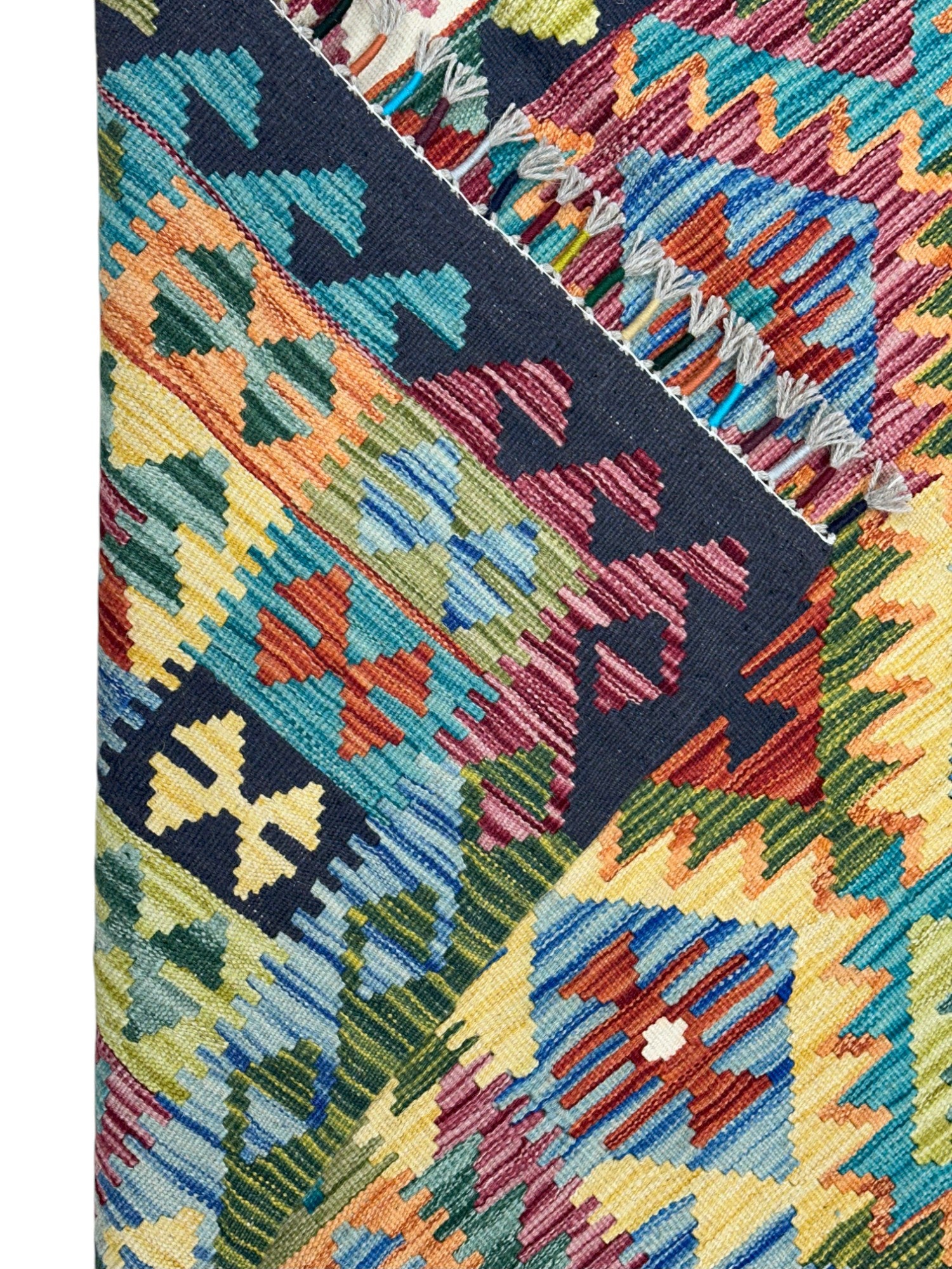Hand-Woven Afghani Kilim Wool Rug 4'11" x 6'6"